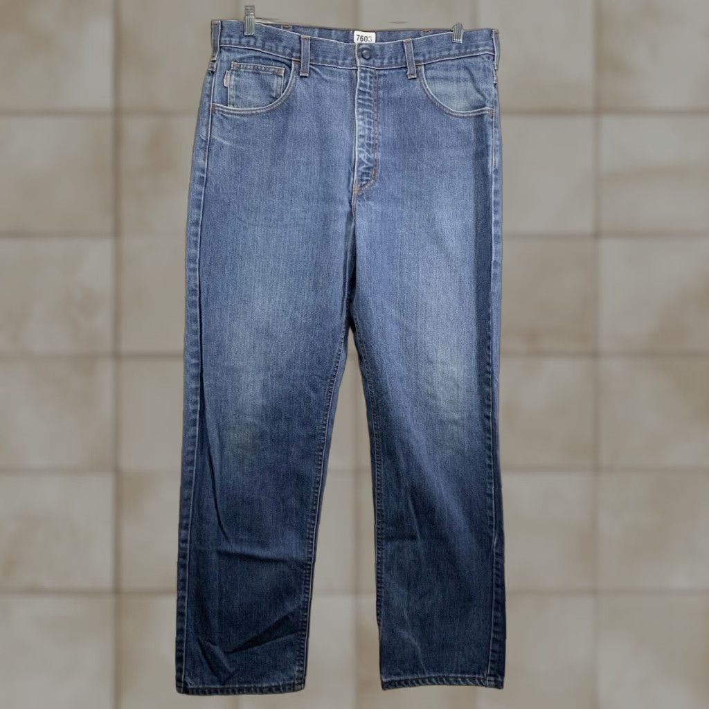 Carhartt VINTAGE Carhartt FR Flame Resistant Jeans Men's 38x33 Denim Work Pants Straight Fit Blue Size US 38 / EU 54 - 1 Thumbnail