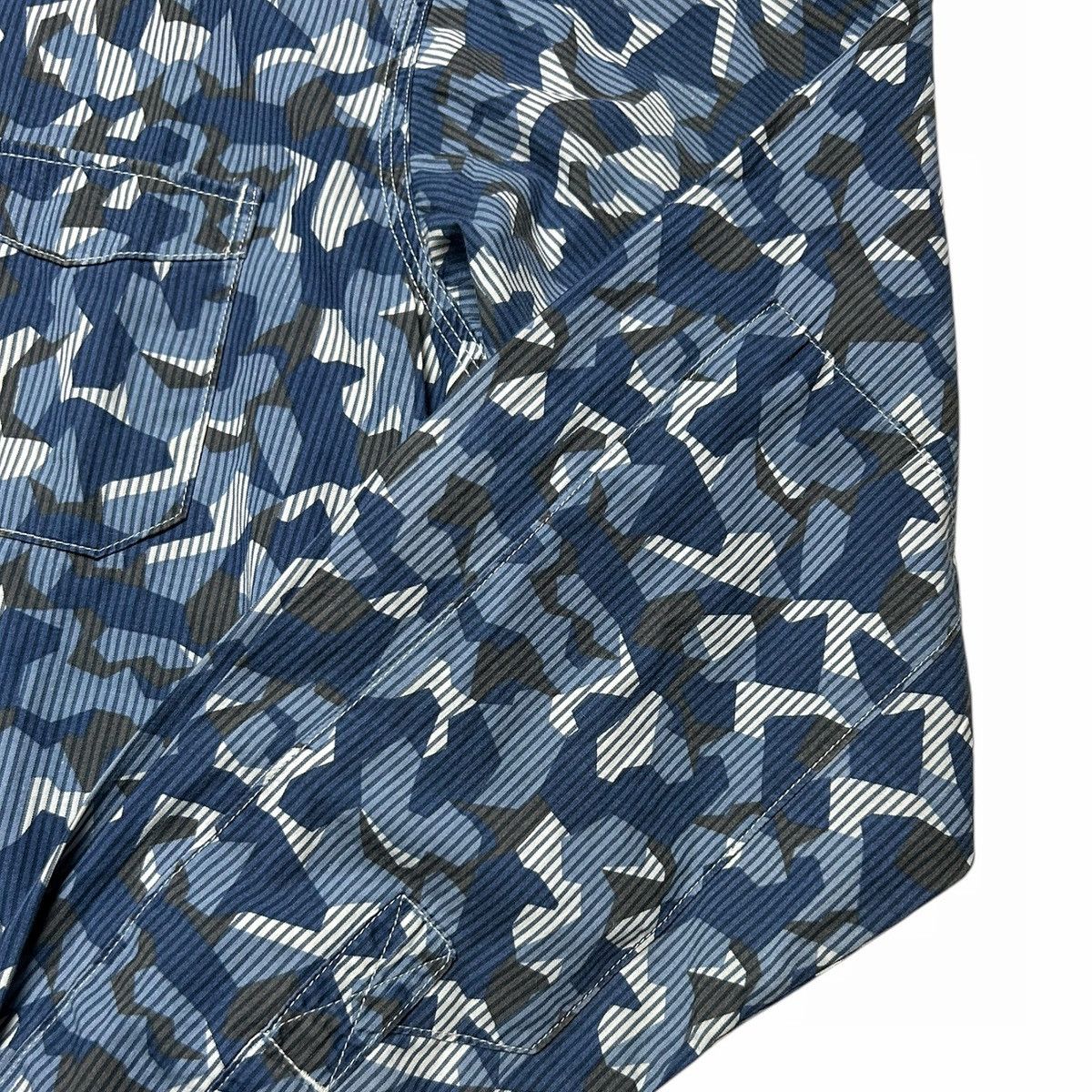 Japanese Brand Swellmob Shawl Collar Blue Seamless Camouflage Work Shirt Size US M / EU 48-50 / 2 - 5 Thumbnail