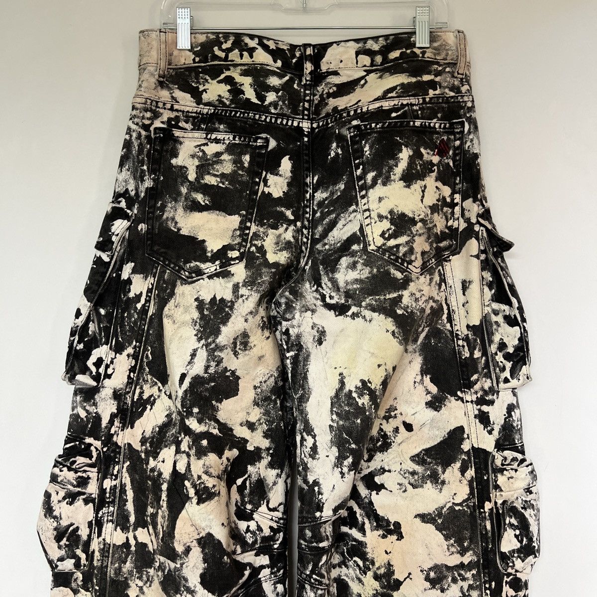 The Attico The Attico black cream abstract print wide leg cargo pants Size 27" / US 4 / IT 40 - 6 Thumbnail