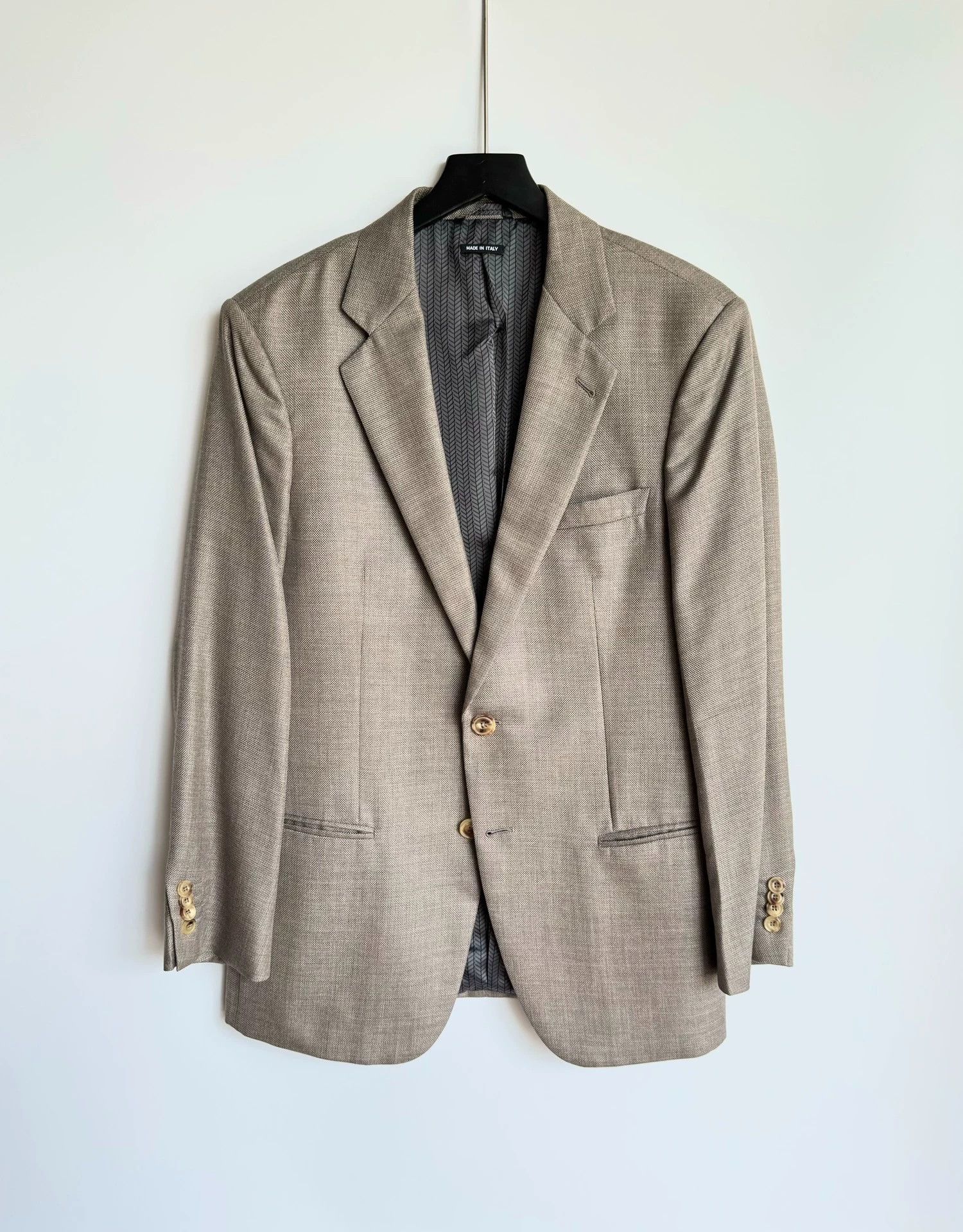 Giorgio Armani 98% New Cashmere Silk Blazer 50 Oatmeal
