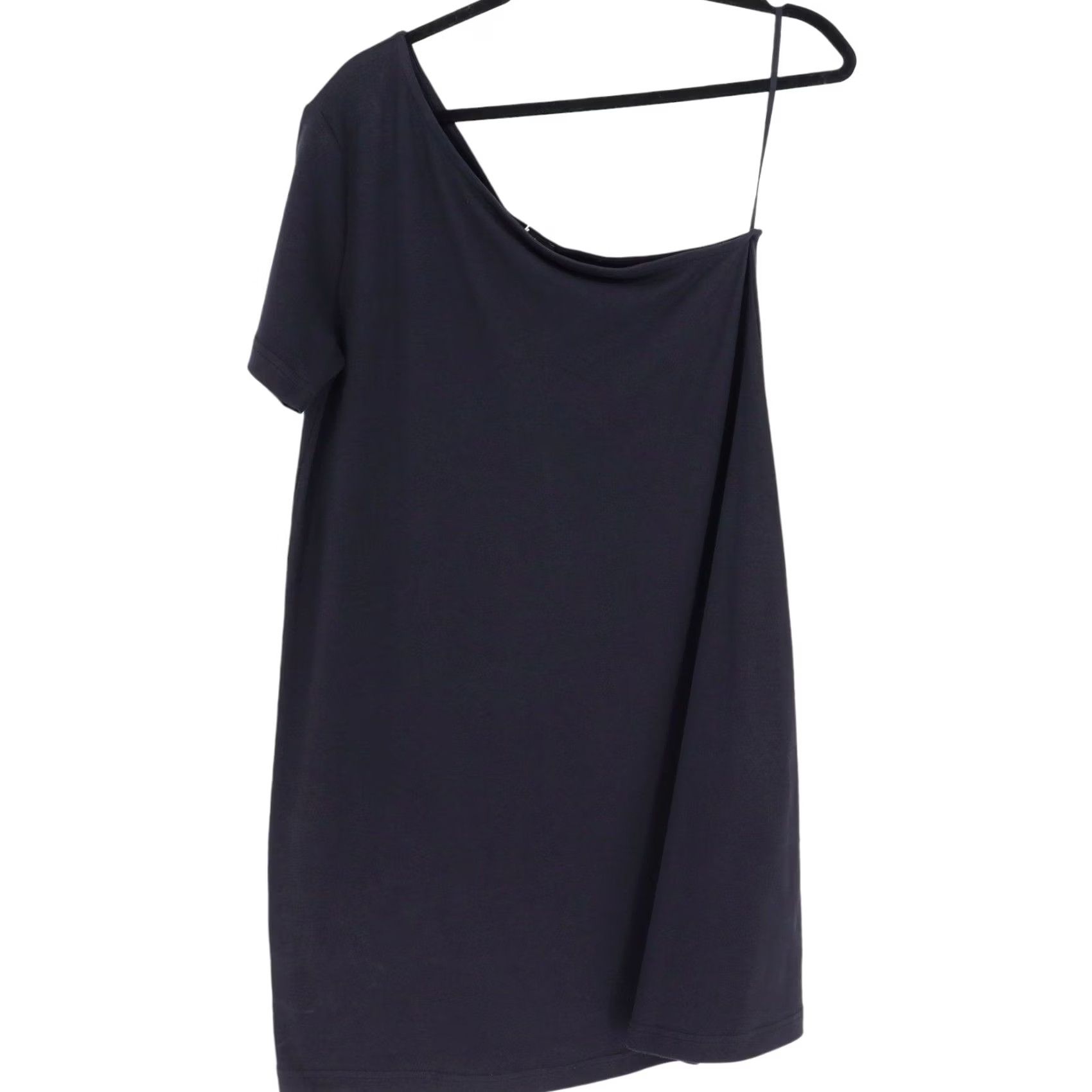 Cos COS Womens One Shoulder Shirt Dress Size S Black Organic Cotton Short Sleeve Size S / US 4 / IT 40 - 2 Thumbnail