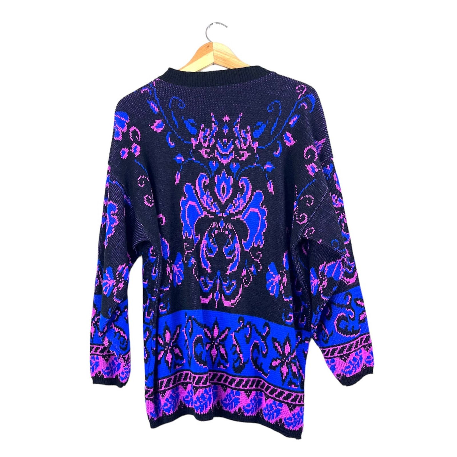Vintage Women's Vintage Purple and Black Sweater M Size M / US 6-8 / IT 42-44 - 3 Thumbnail