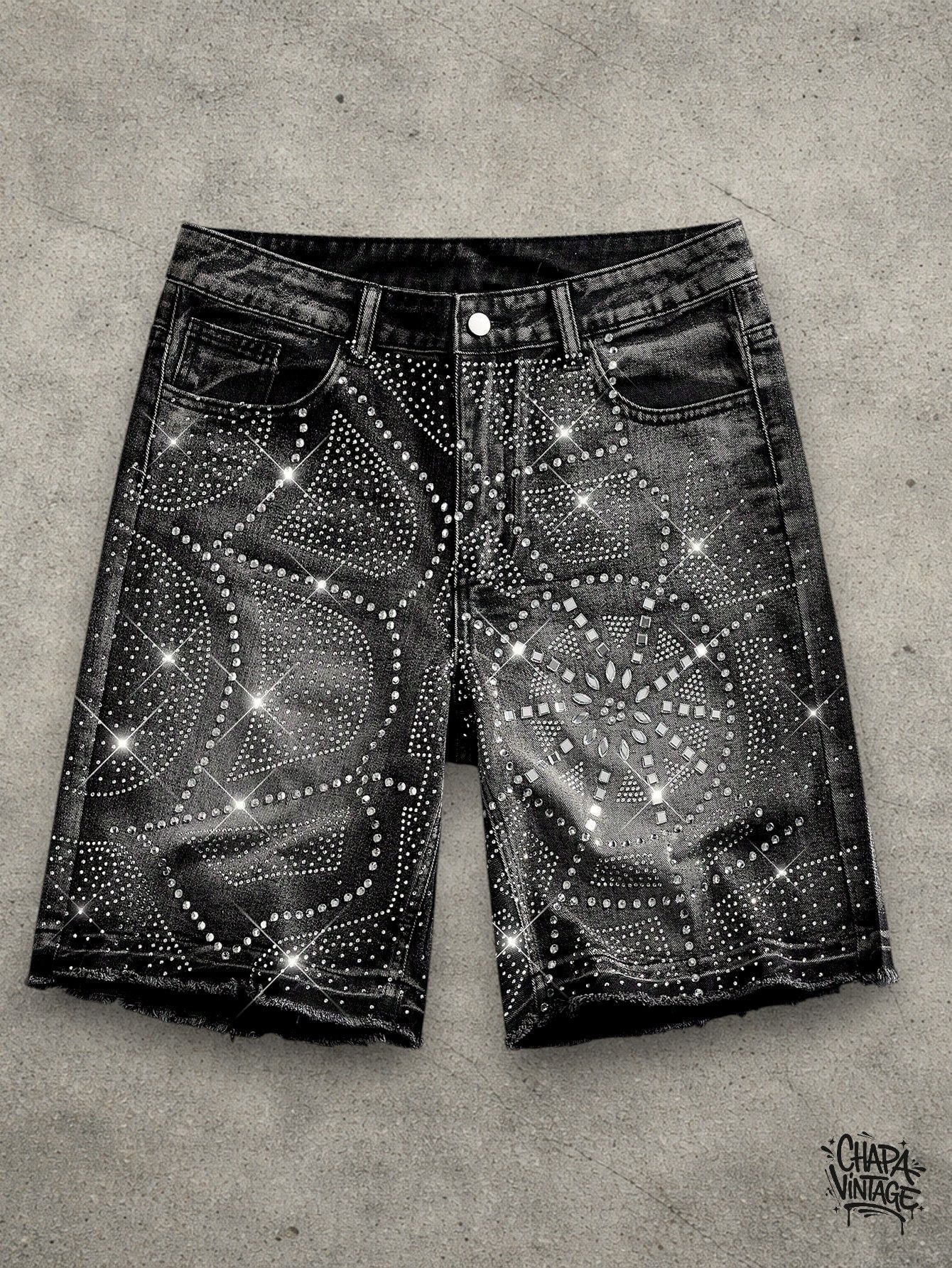 Vintage Dark gray diamonds shorts Size US 32 / EU 48 - 1 Thumbnail