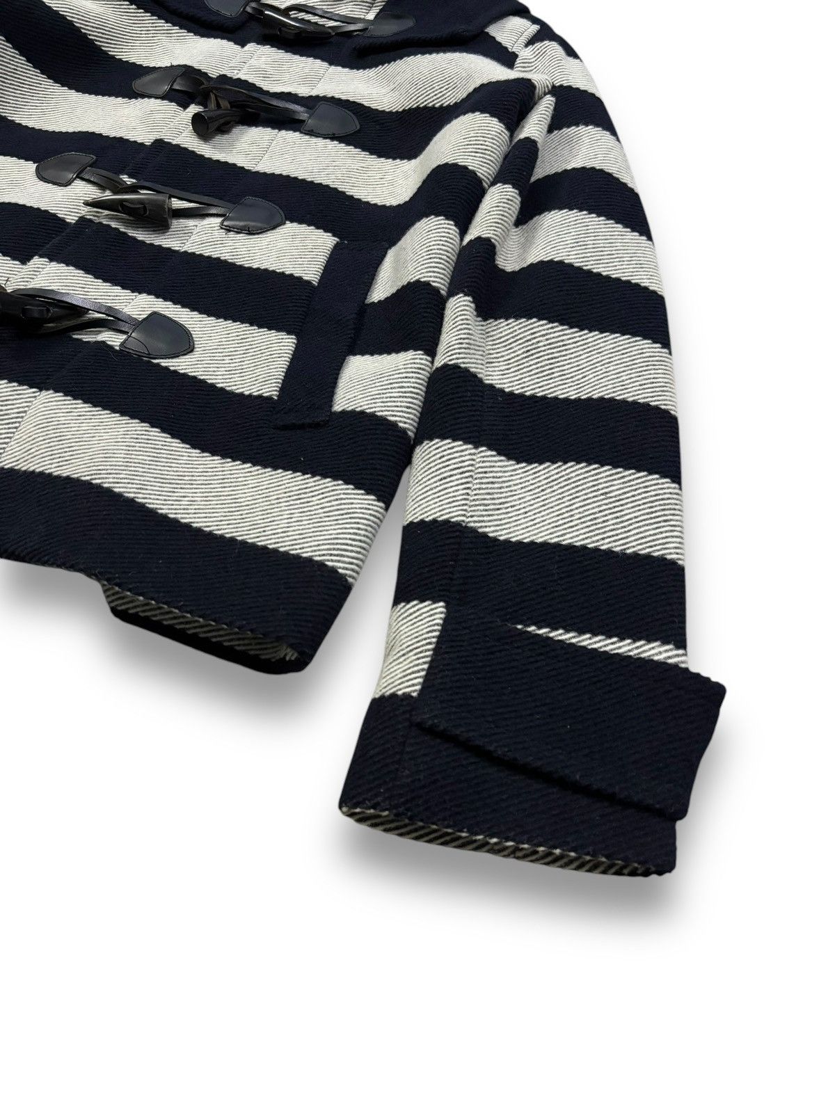 X-Girl X-Girl Navy & Grey Striped Wool Blend Hooded Duffle Jacket Size M / US 6-8 / IT 42-44 - 13 Thumbnail