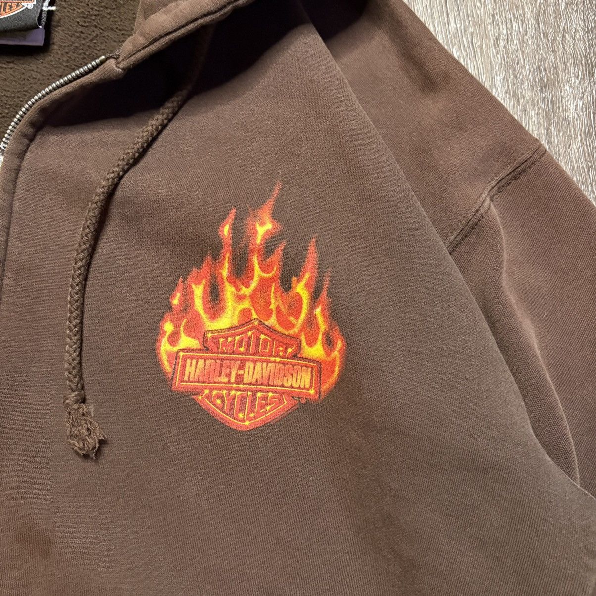 Harley Davidson Y2K Harley Davidson Flame Sleeve Zip Up Hoodie Size US L / EU 52-54 / 3 - 4 Thumbnail