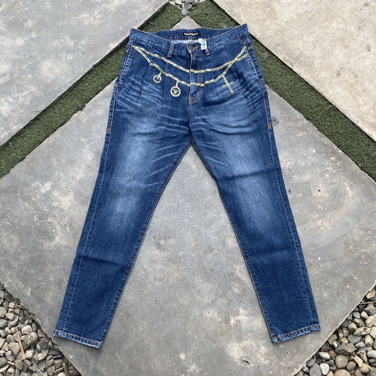 Frapbois × Issey Miyake × Japanese Brand Frapbois By Issey Miyake Chain Belt Print Blue Jeans Size US 33 - 2 Thumbnail