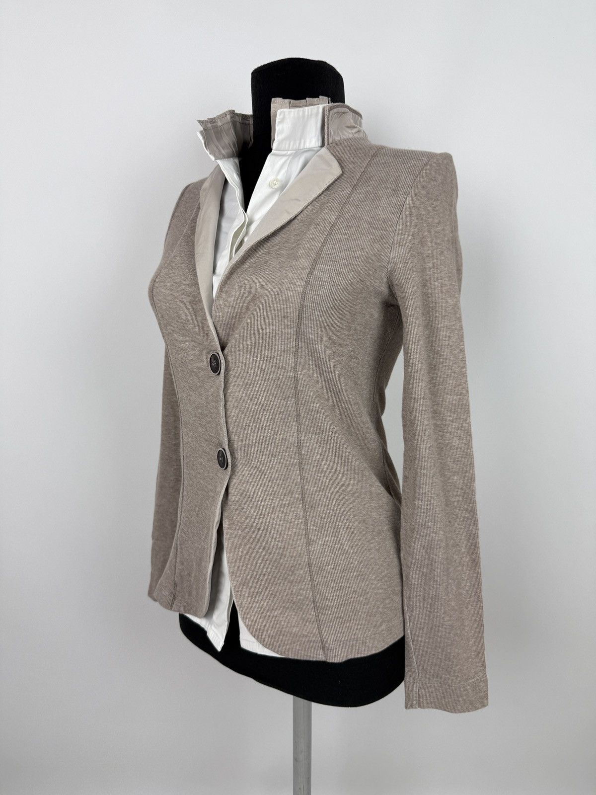 Fabiana Filippi Fabiana Filippi 2 in 1 Effect Rib Jersey Button Cardigan S-M Size M / US 6-8 / IT 42-44 - 1 Thumbnail
