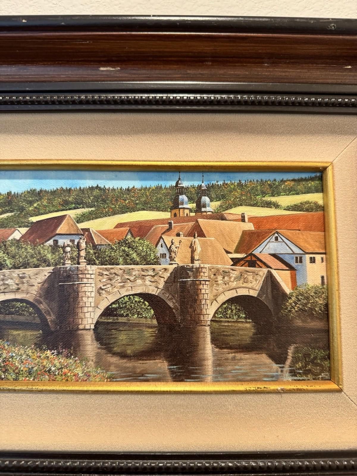 Designer Eugene Schmidt Original Bridge Over the Landscape Santa COA Size ONE SIZE - 8 Thumbnail