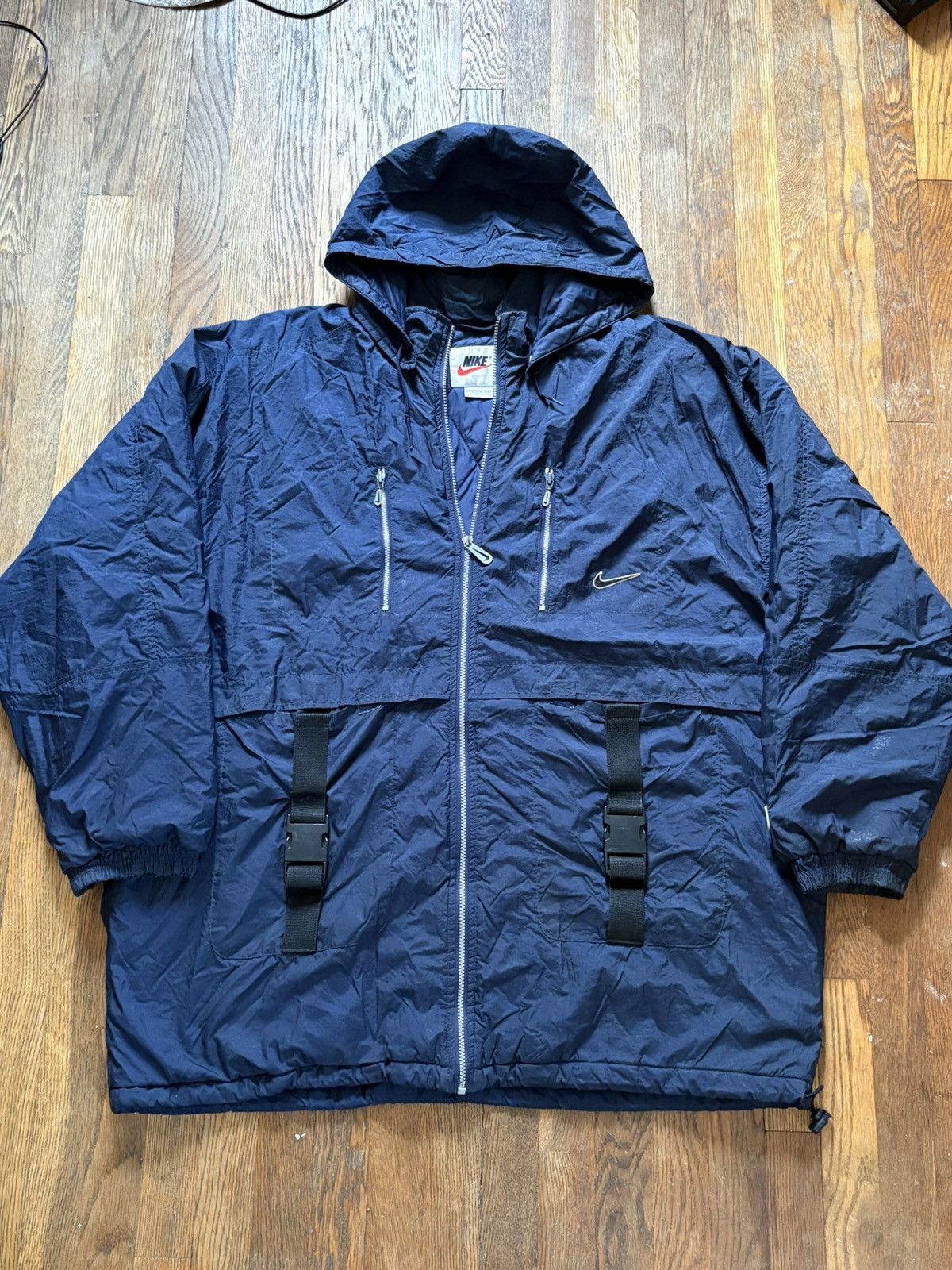 Nike × Vintage Vintage NIKE Navy Blue Parka Jacket Size US XXL / EU 58 / 5 - 3 Thumbnail