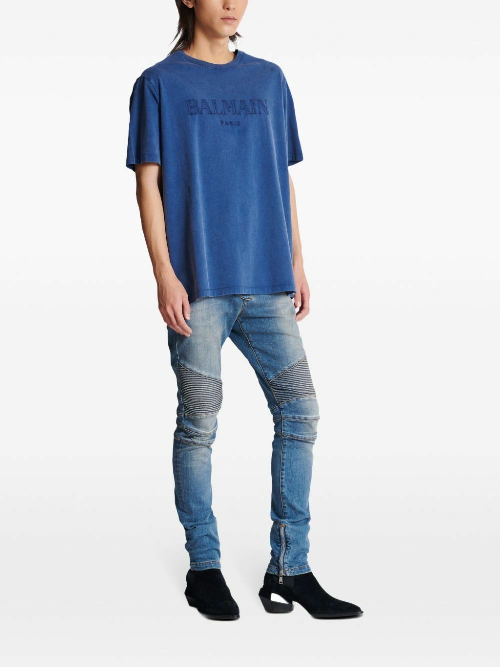 Balmain o1s1wg110925 Logo Print T-Shirt in Blue Size US L / EU 52-54 / 3 - 2 Thumbnail
