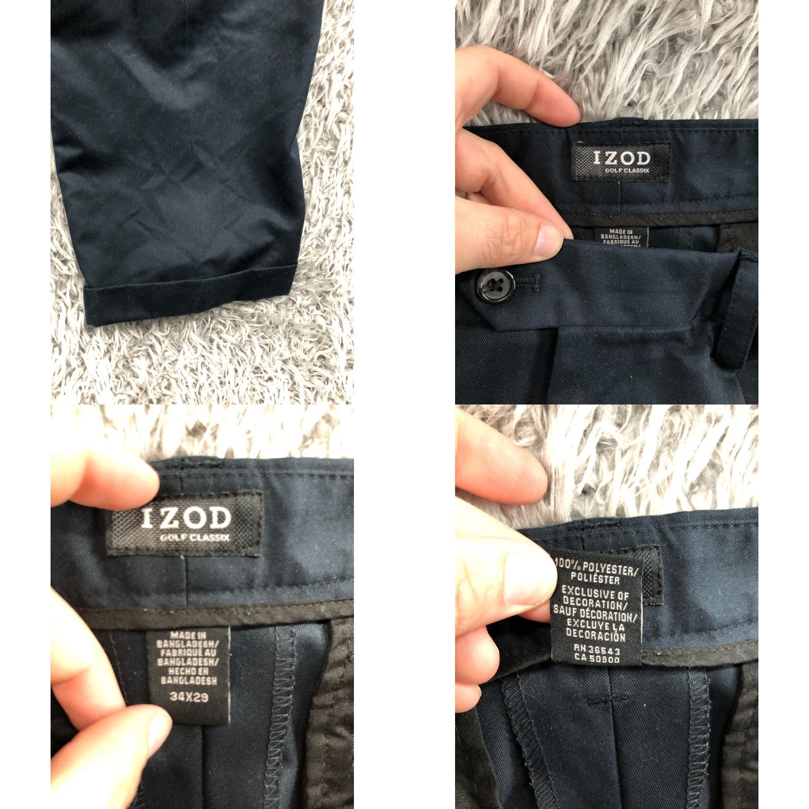 Izod IZOD Pants 34x29 Blue Dark Wash Casual Subtle Logo 5-Pocket Flat Front Straight Leg Men Size US 34 / EU 50 - 8 Thumbnail