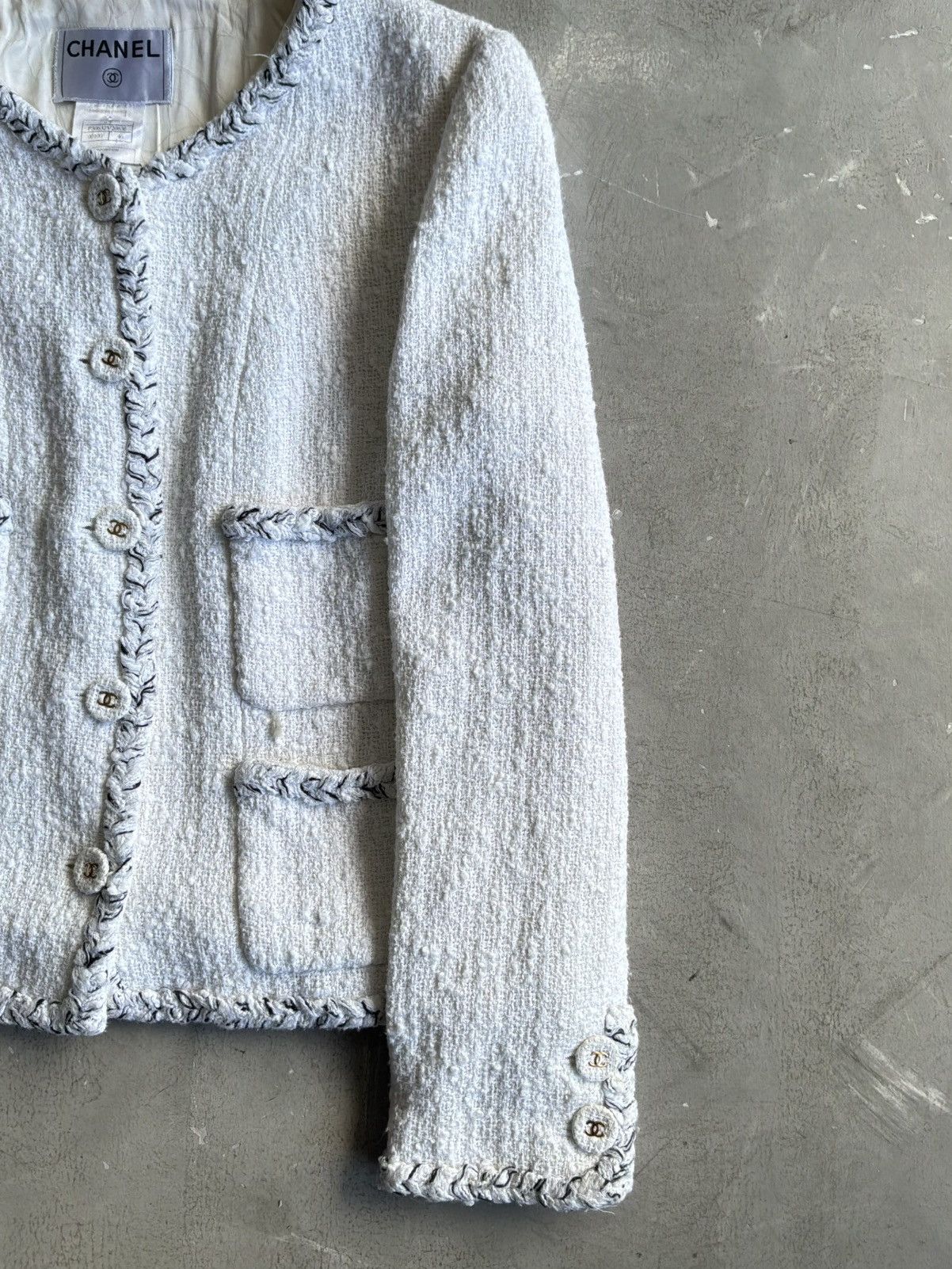 Chanel 2007 Chanel - White & Gold Tweed Blazer Size XL / US 12-14 / IT 48-50 - 4 Thumbnail