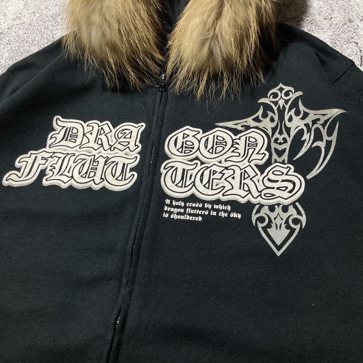 Japanese Brand 2000s Beaumere Dagger Poem Grunge Punk Style Fur Ziphoodie Size US L / EU 52-54 / 3 - 6 Thumbnail