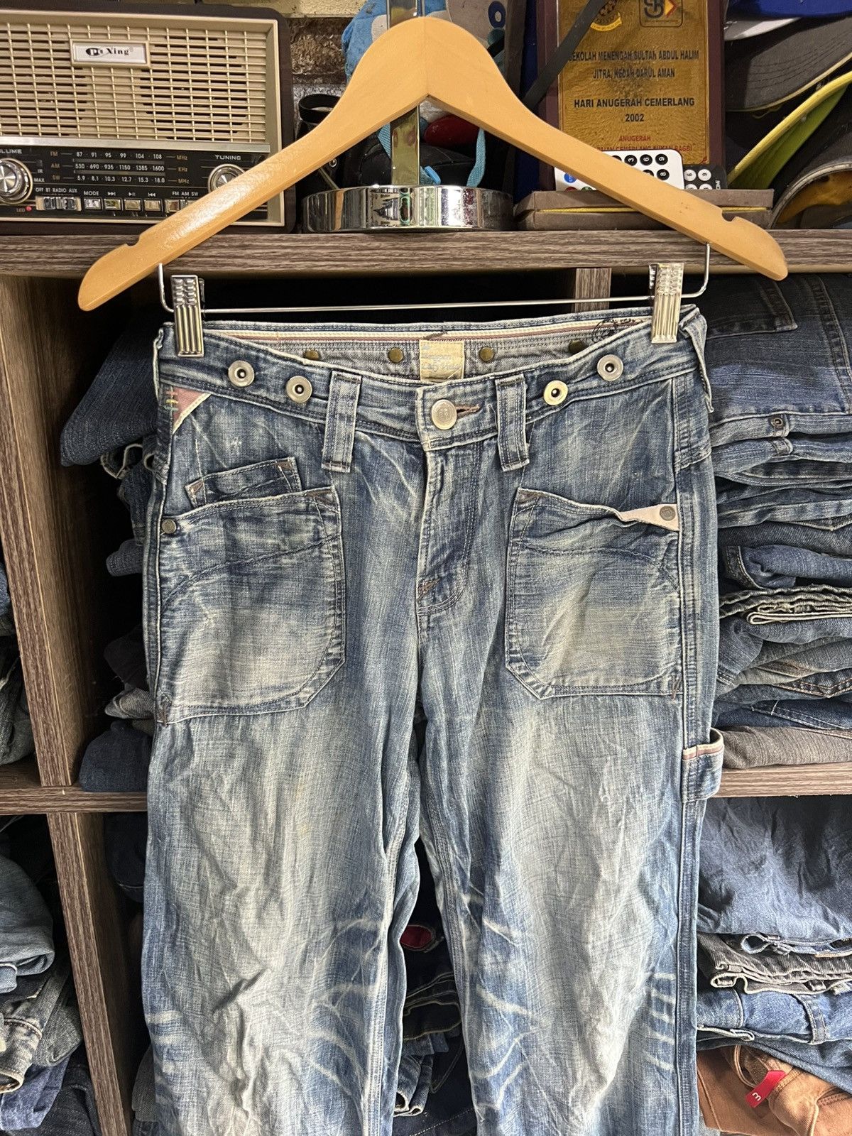 Japanese Brand 🔥Union Made Brappers Lady Vintage Flared Denim Size 27" / US 4 / IT 40 - 3 Thumbnail