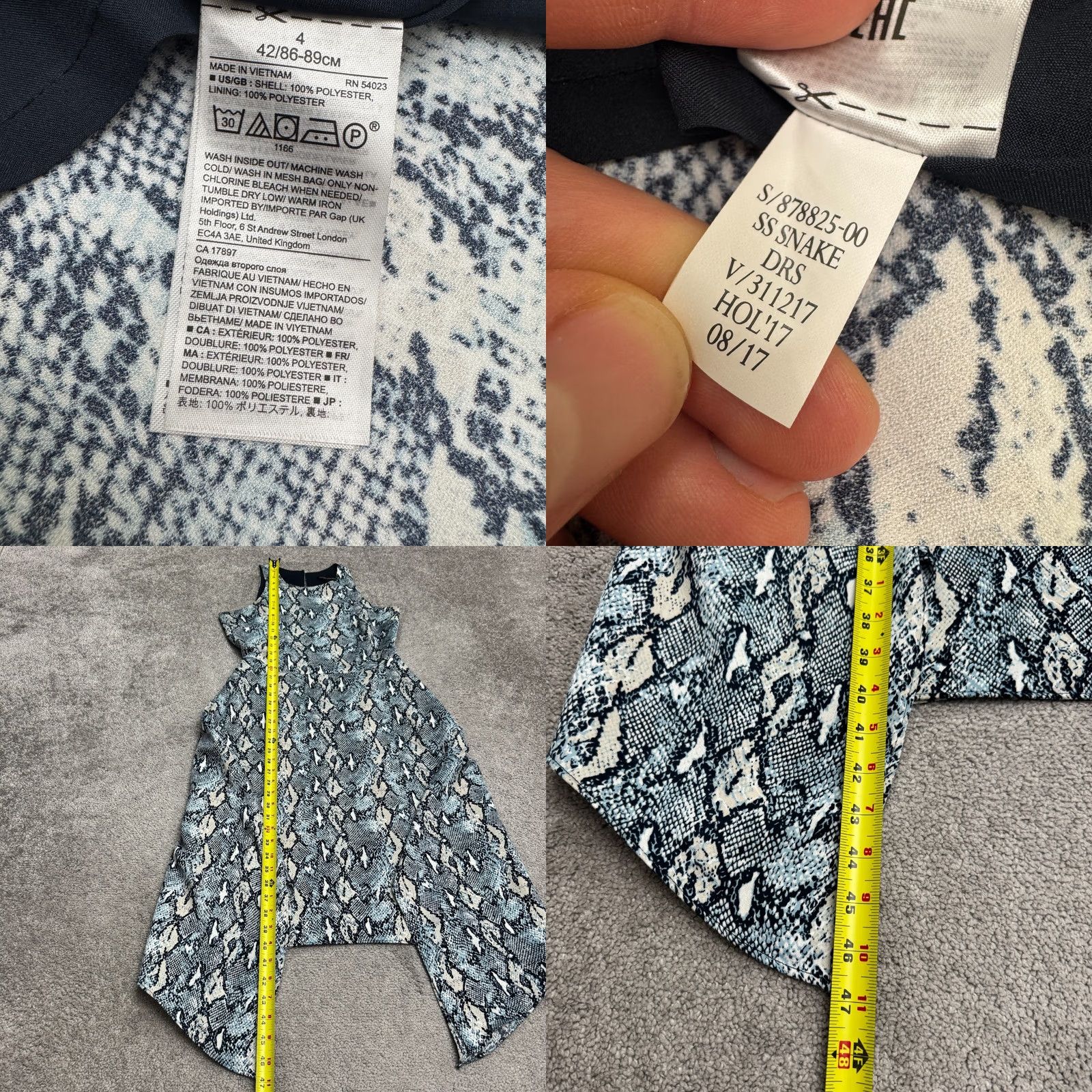 Banana Republic Banana Republic Blue Snake Print Asymmetrical Handkerchief Dress Womens 4 Size S / US 4 / IT 40 - 8 Thumbnail