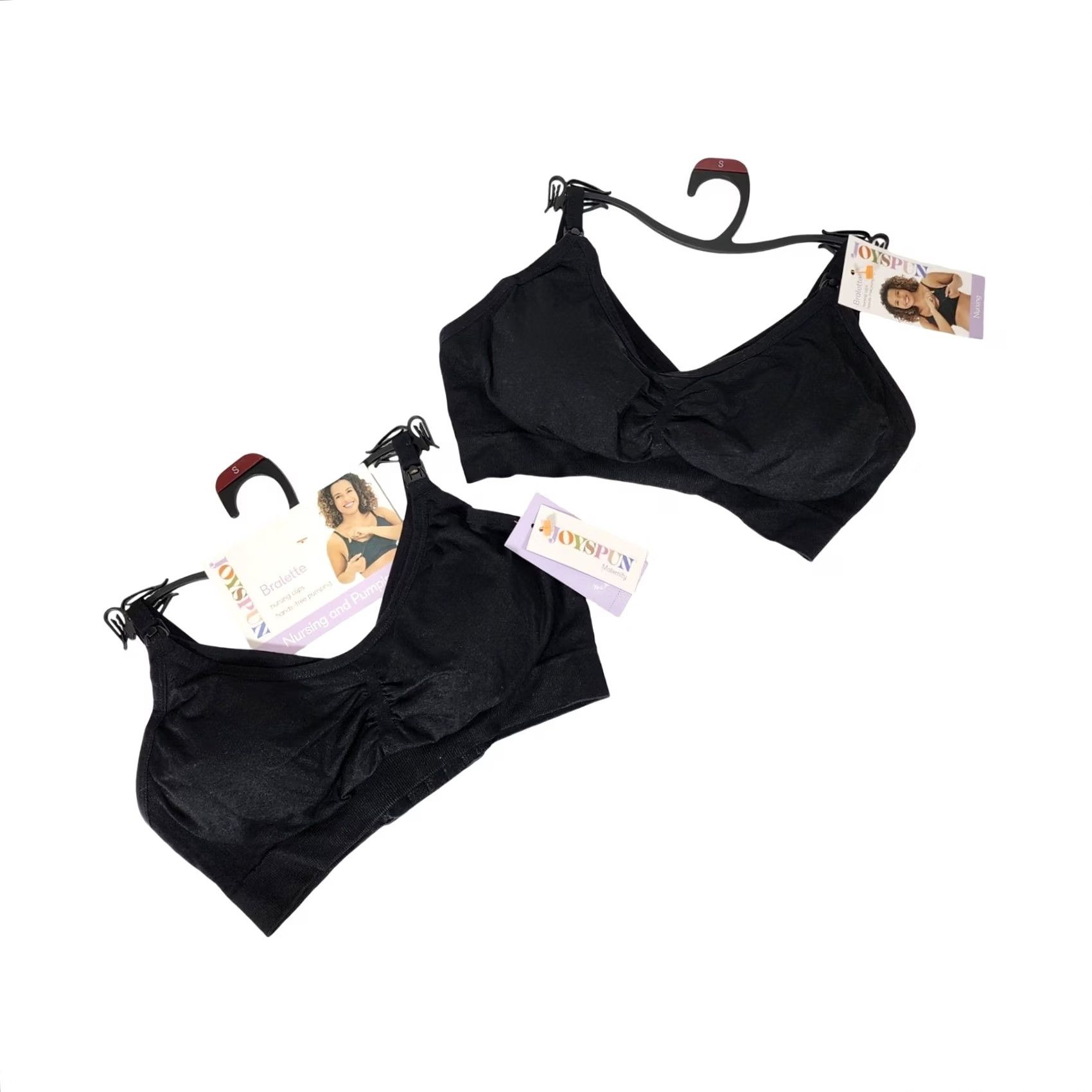 Vintage Joyspun Womens 2-Pack Nursing Pumping Bralette Black Soot Small Size ONE SIZE - 2 Thumbnail