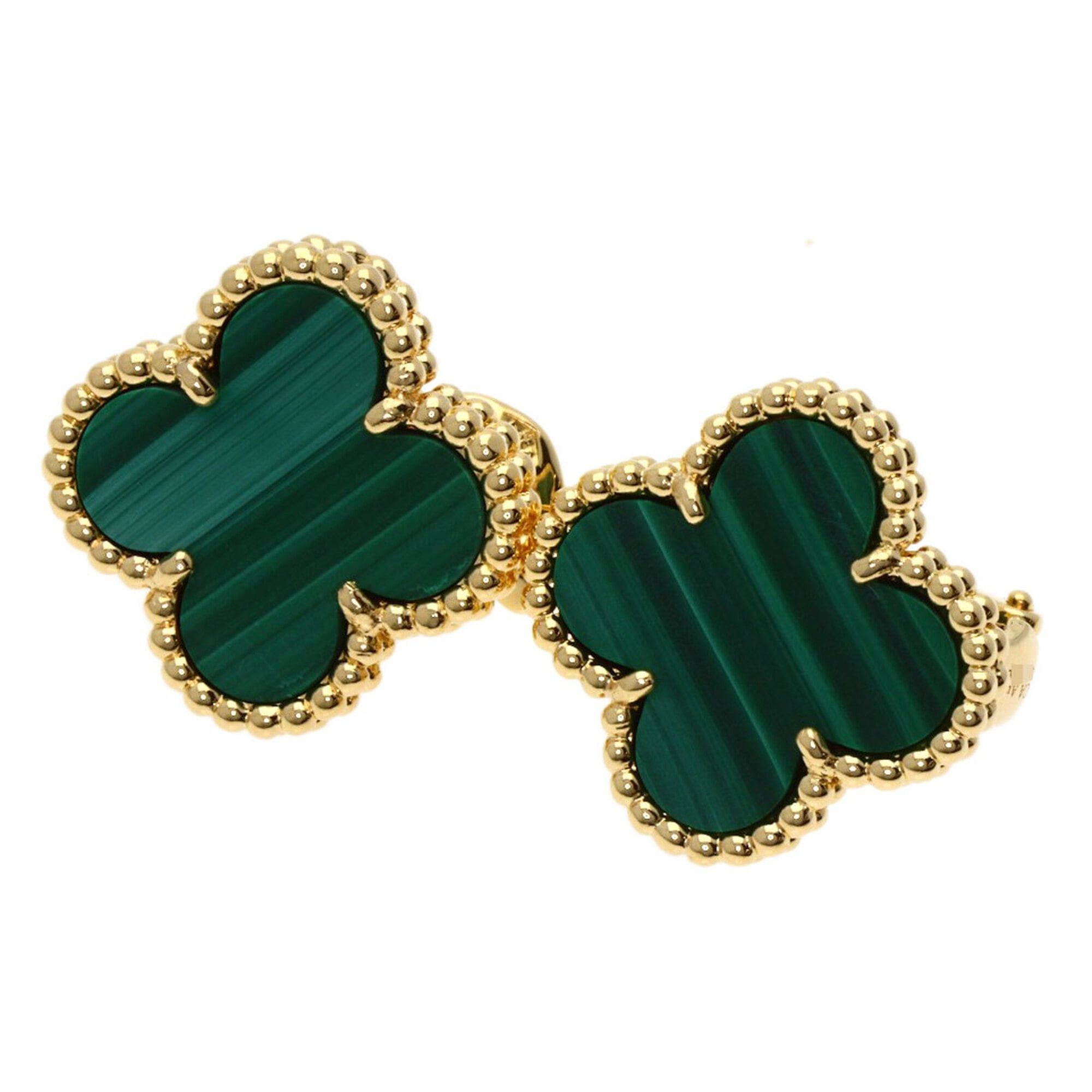 Van Cleef & Arpels Van Cleef & Arpels Vintage Alhambra Malachite Earrings, 18K Yellow Gold, Women's Size ONE SIZE - 1 Thumbnail