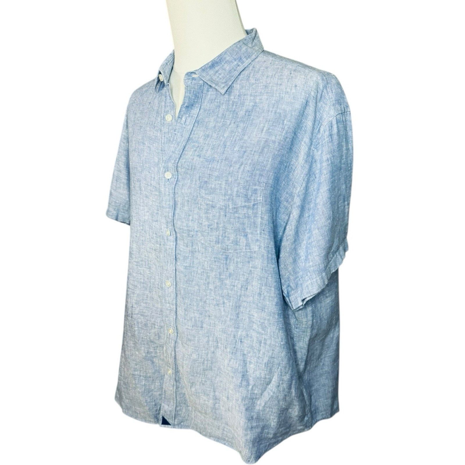 UNTUCKit UNTUCKit Valente Linen Short Sleeve Button Up Shirt Blue Size US XXL / EU 58 / 5 - 2 Thumbnail