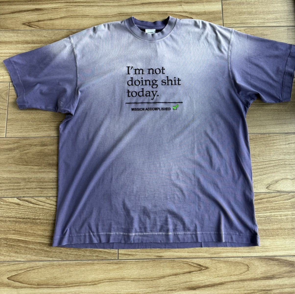 Vetements Vetements 'i'm not doing shit today' t-shirt (purple) Size US M / EU 48-50 / 2 - 2 Thumbnail