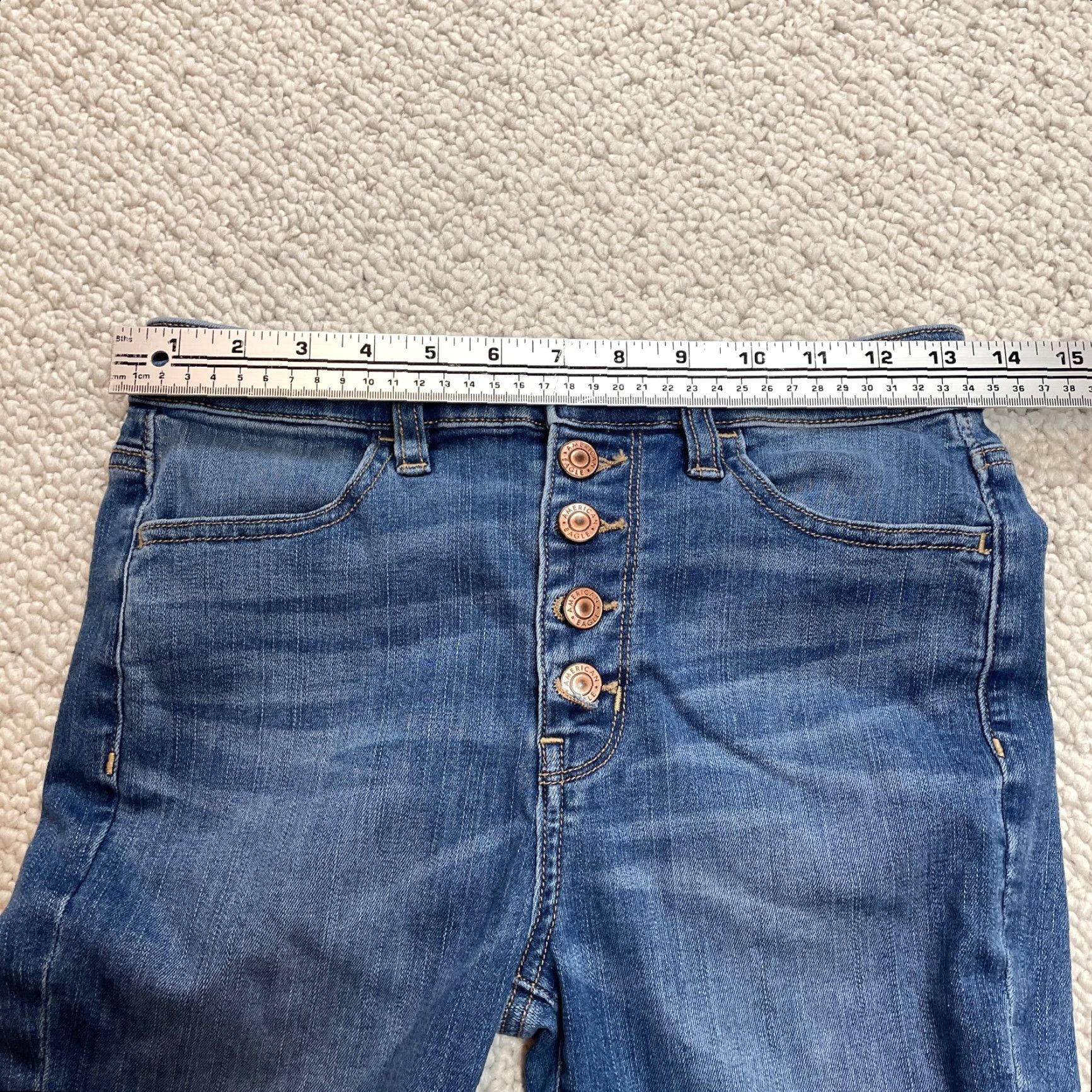 American Eagle Outfitters American Eagle Jeans Womens 4 Short Blue Denim Next Level Stretch Super Jegging Size 27" / US 4 / IT 40 - 5 Thumbnail