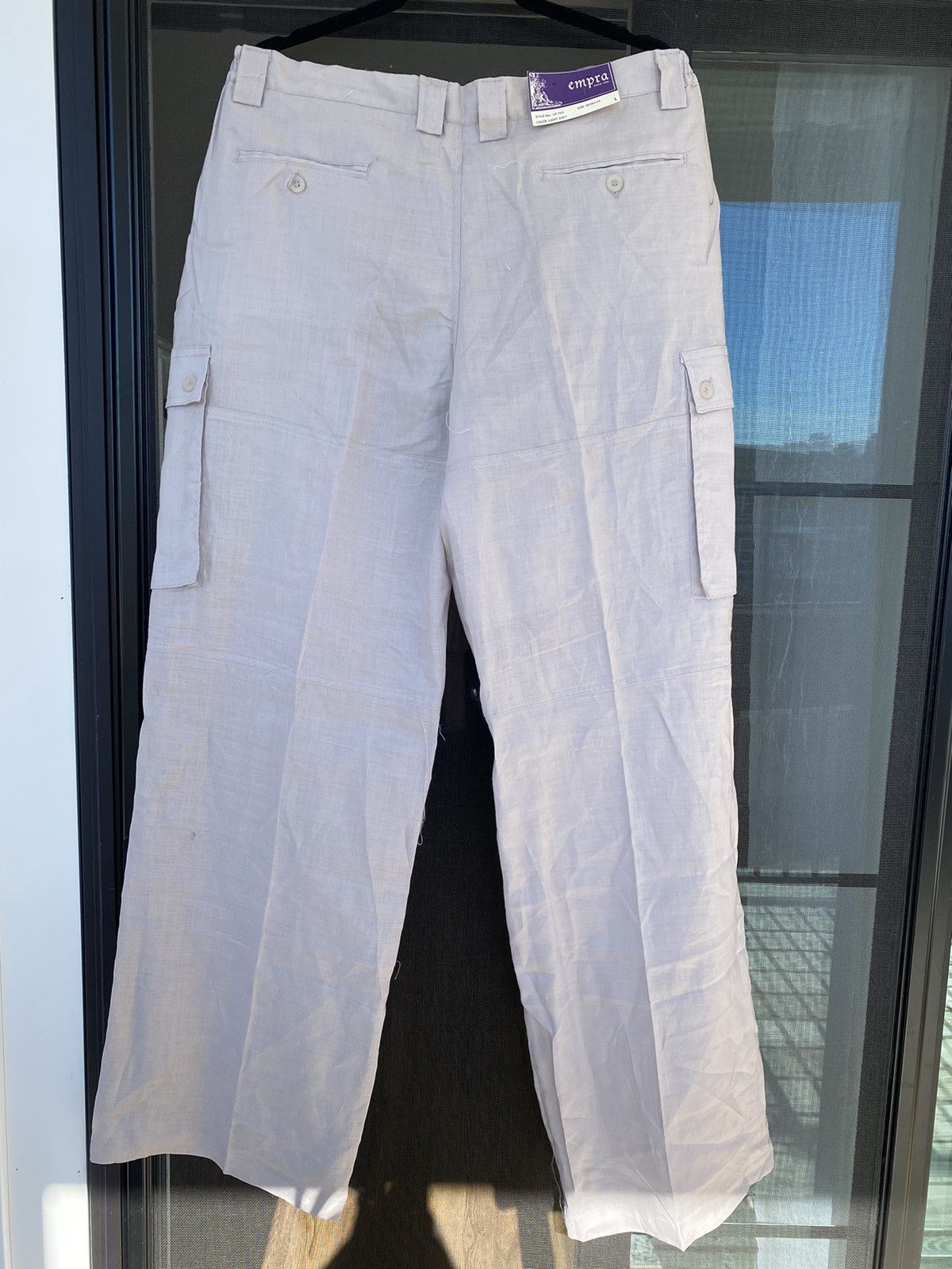 Other 100% Linen Empra Wide Leg Pockets Large Light Grey Pants Size 36" / US 14 / IT 50 - 7 Thumbnail