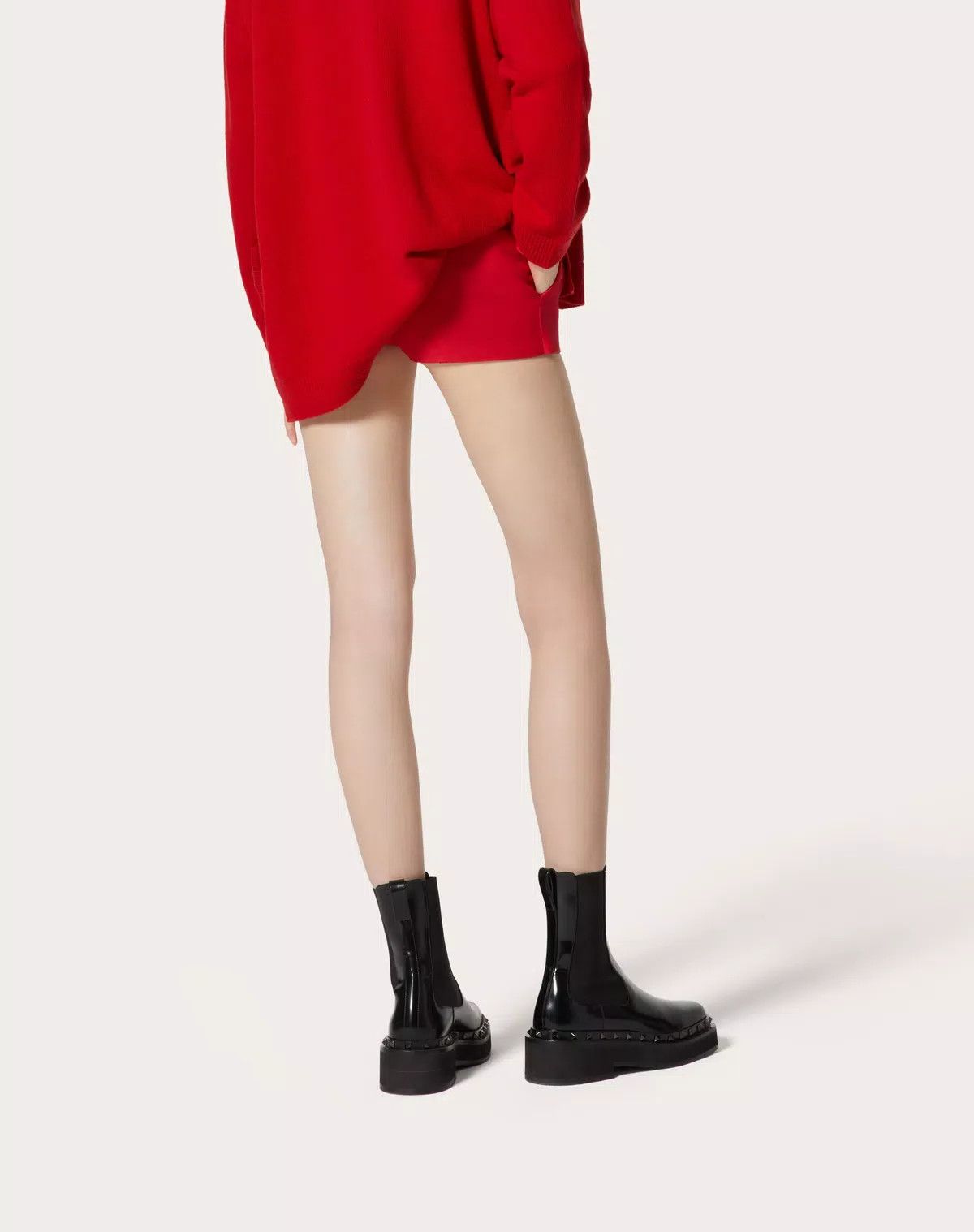 Valentino o1s1wg110625 Crepe Couture Skort in Red Size 27" / US 4 / IT 40 - 6 Thumbnail