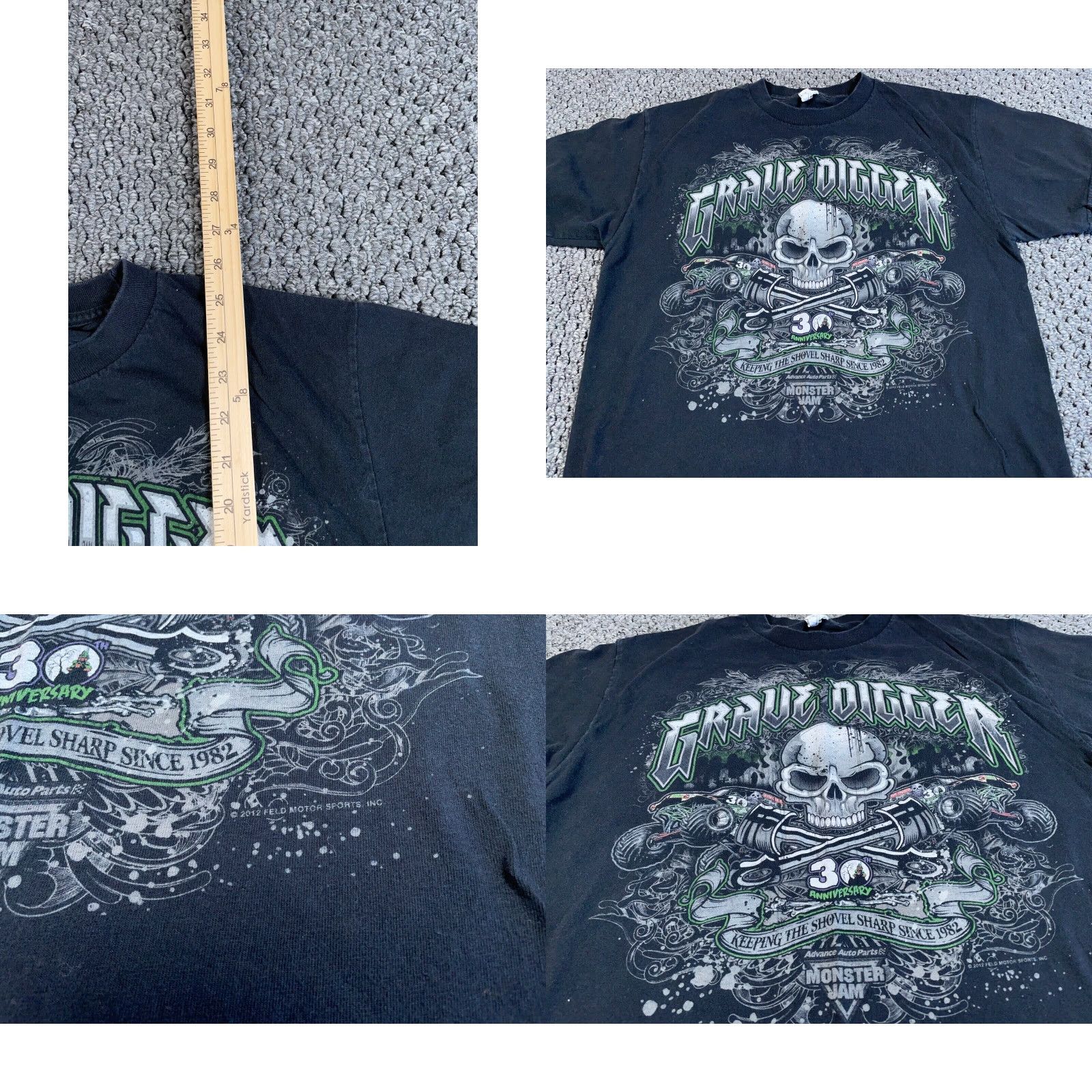 Vintage VINTAGE Grave Digger Monster Jam T-Shirt Adult Medium Black 2012 30th Anniversary Graphic Print Skull Men M Size US M / EU 48-50 / 2 - 8 Thumbnail
