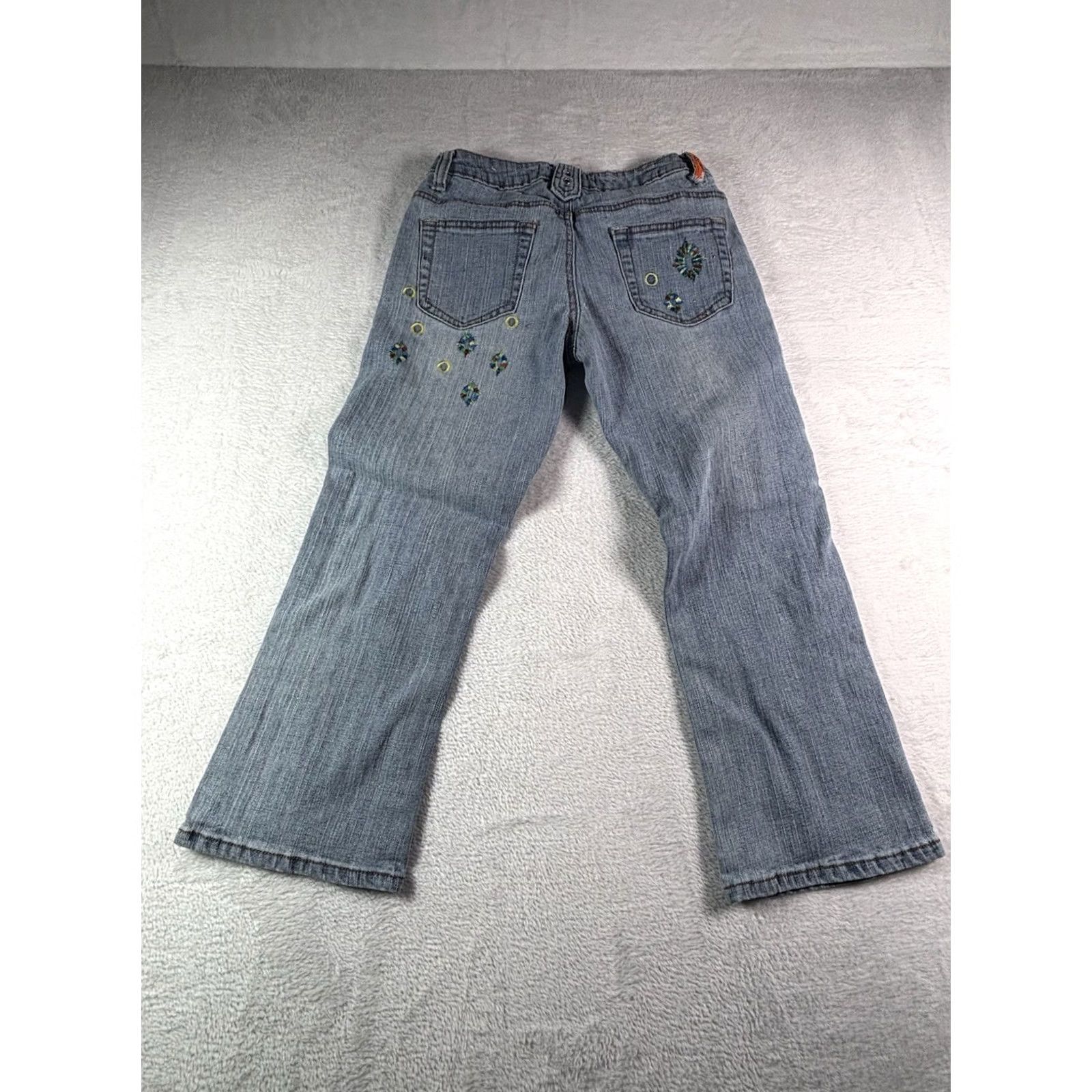 Vintage VINTAGE Apollo Women's Jeans Regular Fit Embroidered Blue Light Wash 3/4 Size 27in Inseam 34.5in Denim Cotton Buckle Seth 5-Pocket Y2K 90s Size 26" / US 2 / IT 38 - 2 Thumbnail