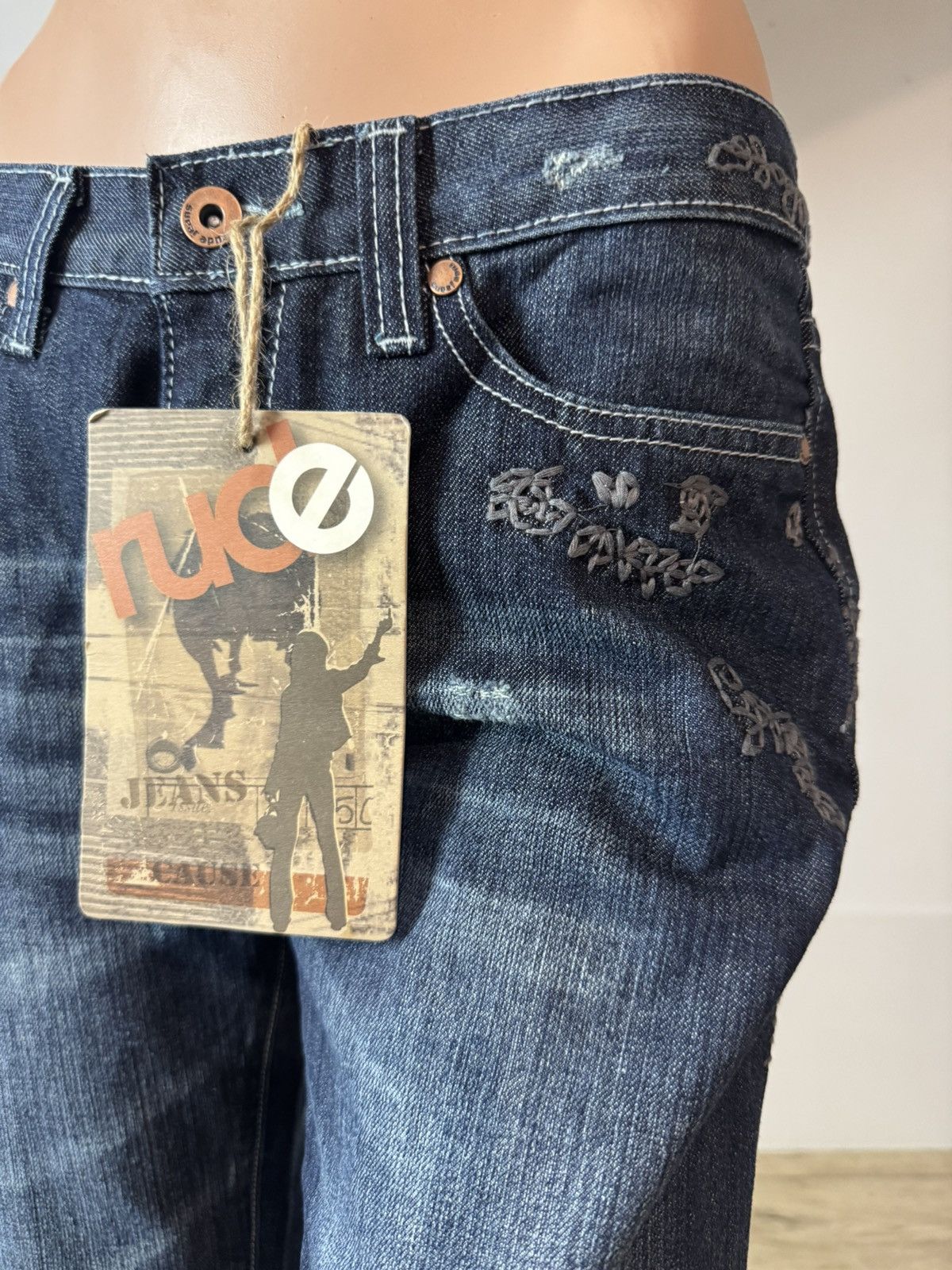 Rude Embroidered Low Rise Bootcut Flared - W28 L34 Size 28" / US 6 / IT 42 - 3 Thumbnail