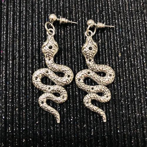 Vintage Snake Cobra Drop Earrings Jewelry Size ONE SIZE - 4 Thumbnail