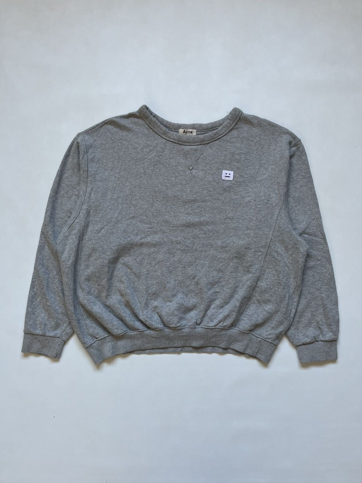 Acne Studios Acne Studios Grey Sweatshirt - Face Patch - Size Large (L) Size US L / EU 52-54 / 3 - 1 Thumbnail