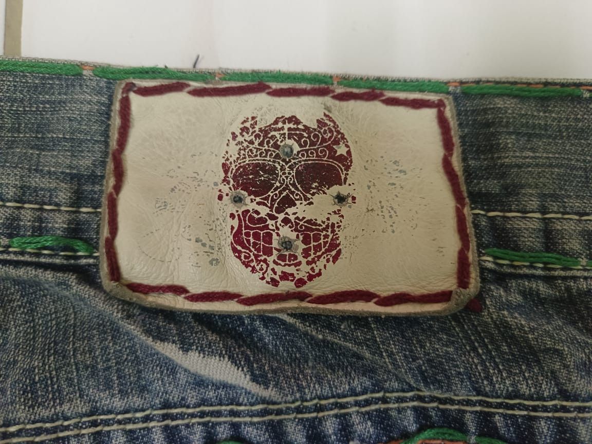 Designer × Vintage Rare Distressed Laguna Beach Skulls Jeans Flare Baggy Size US 30 / EU 46 - 3 Thumbnail