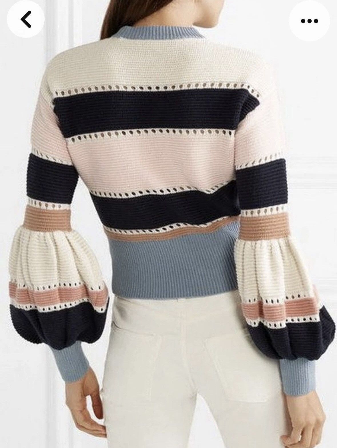 Self-Portrait Self-Portrait Striped Balloon Sleeve Cropped Sweater Size S / US 4 / IT 40 - 5 Thumbnail