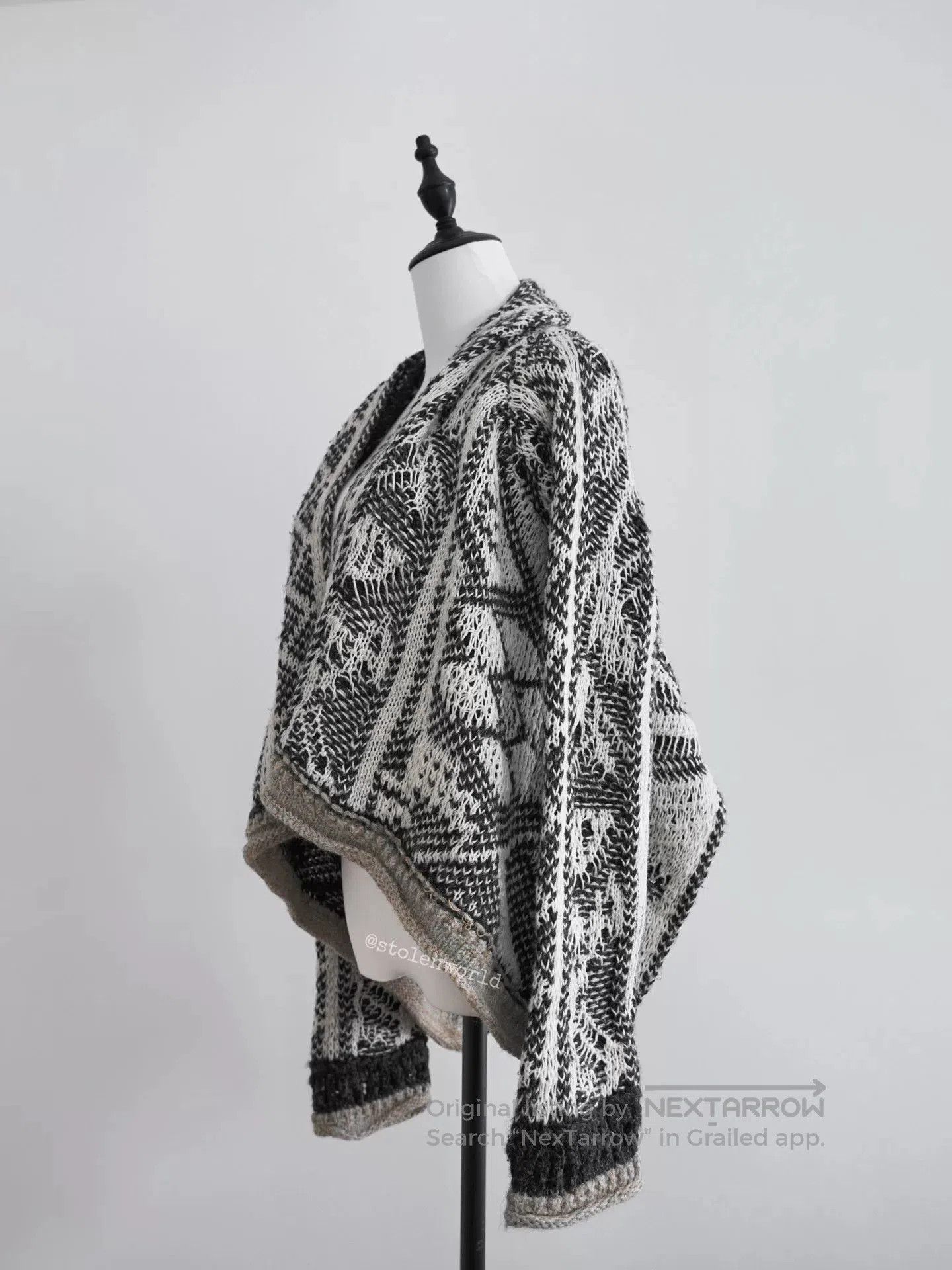 Issey Miyake wool knitted cardigan with unique pattern. Size M / US 6-8 / IT 42-44 - 4 Thumbnail