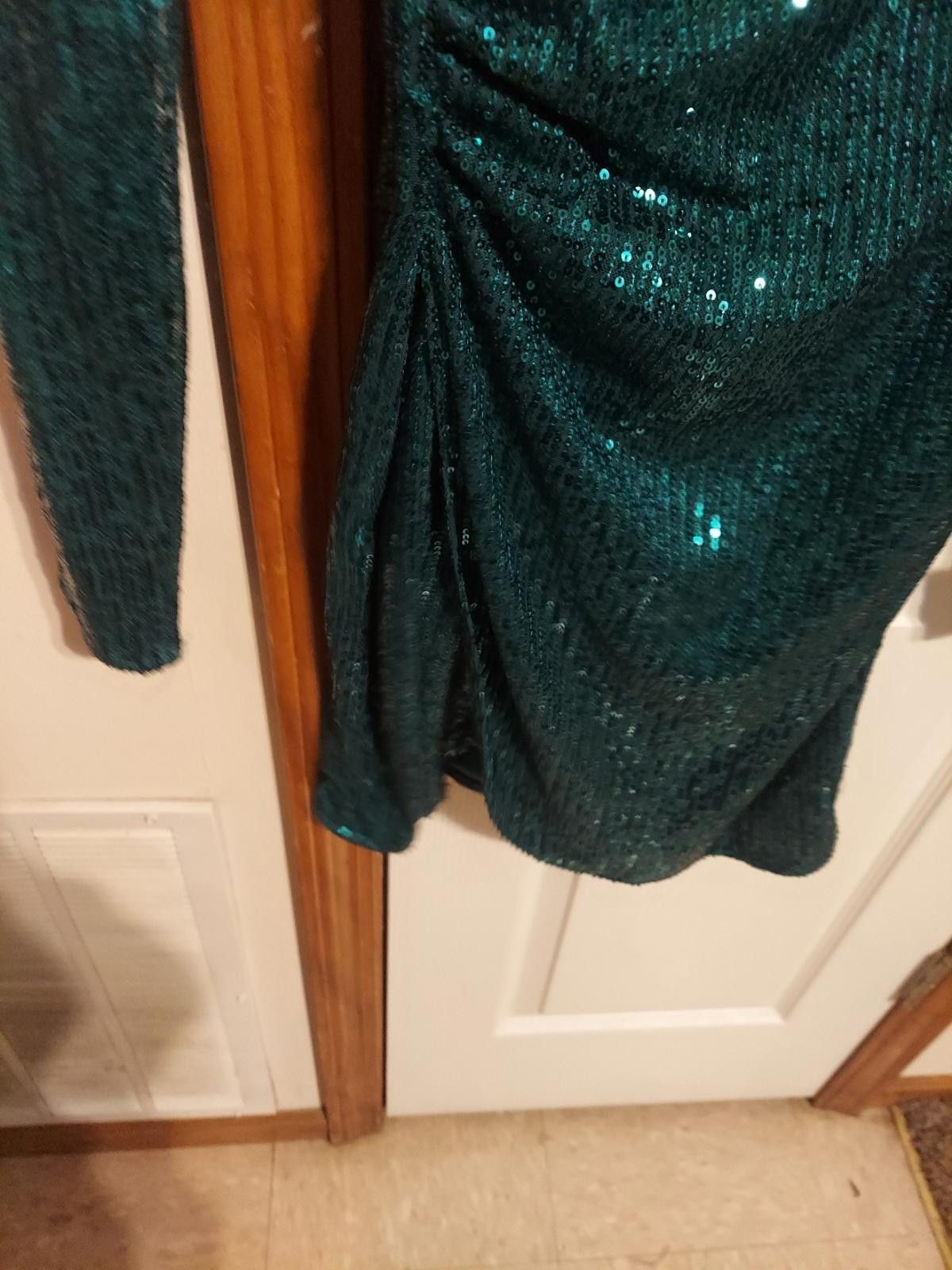 The Unbranded Brand Women's Green Surplice-Neck Long-Sleeve Sequin Dress Size S / US 4 / IT 40 - 8 Thumbnail