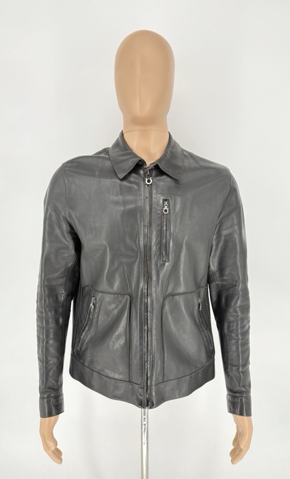 Salvatore Ferragamo Men’s Salvatore Ferragamo Black Leather Jacket Size 50 Size US M / EU 48-50 / 2 - 1 Thumbnail