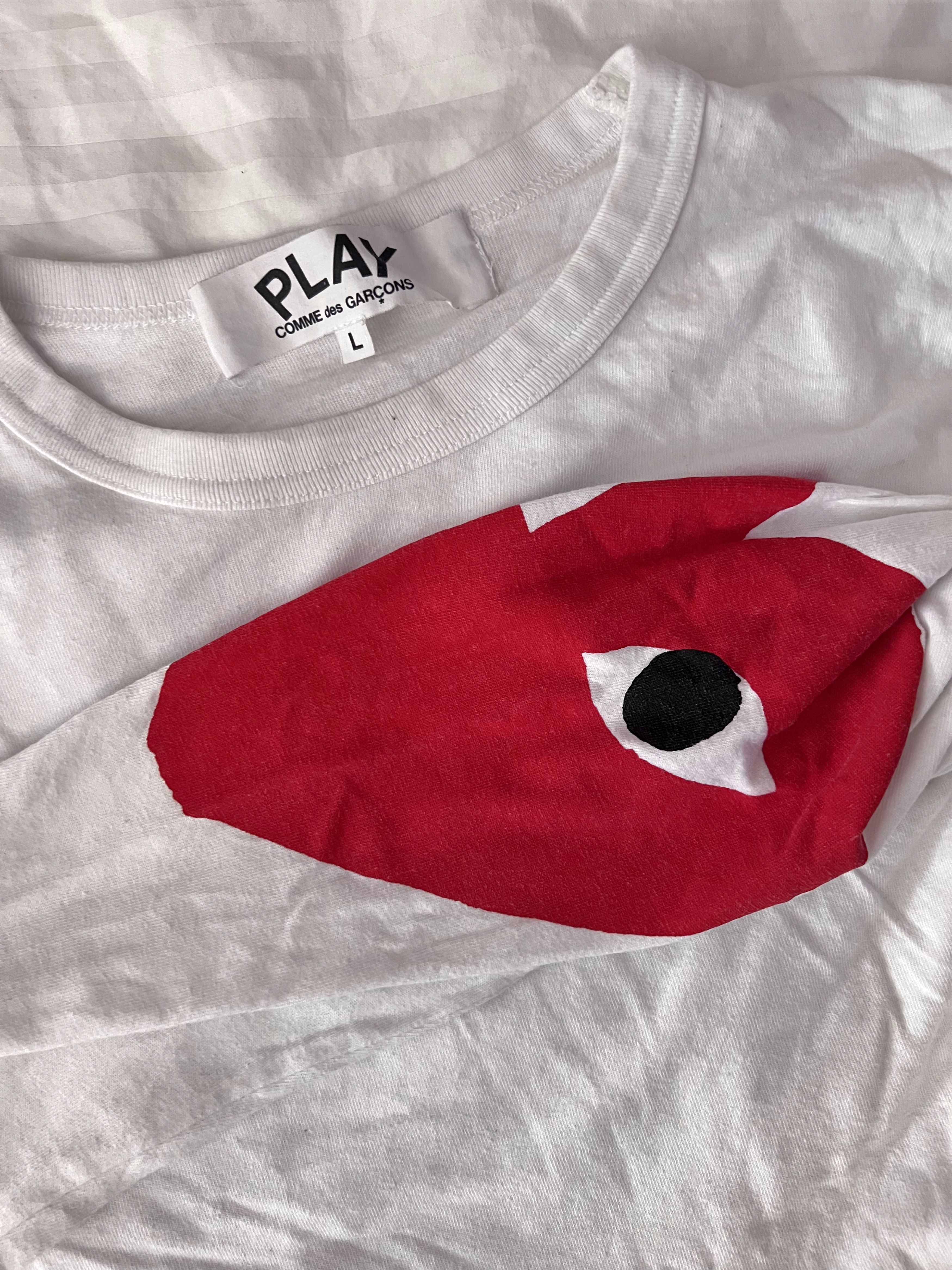 Comme des Garcons COMME des GARCON RED HEARTS White Long Sleeve Size US L / EU 52-54 / 3 - 5 Thumbnail