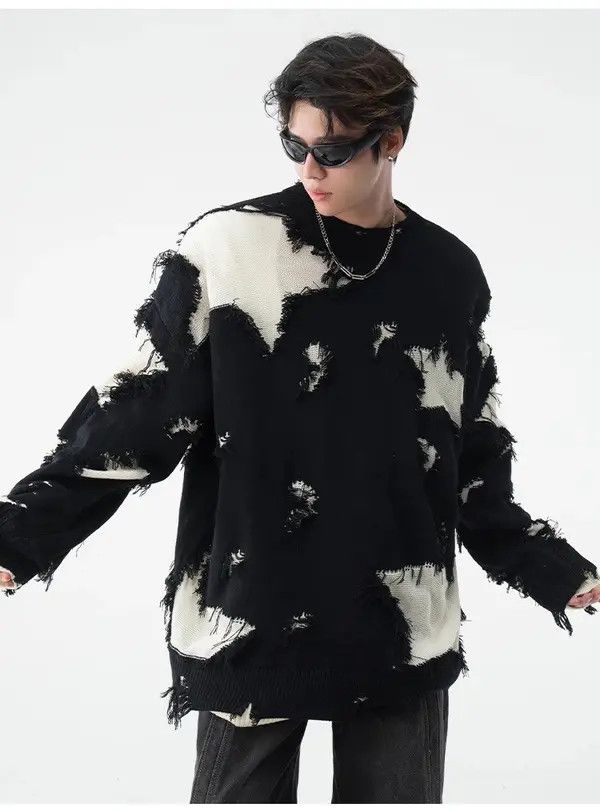 VIBE Retro hip hop star distressed oversized sweater knitwear Size US L / EU 52-54 / 3 - 5 Thumbnail