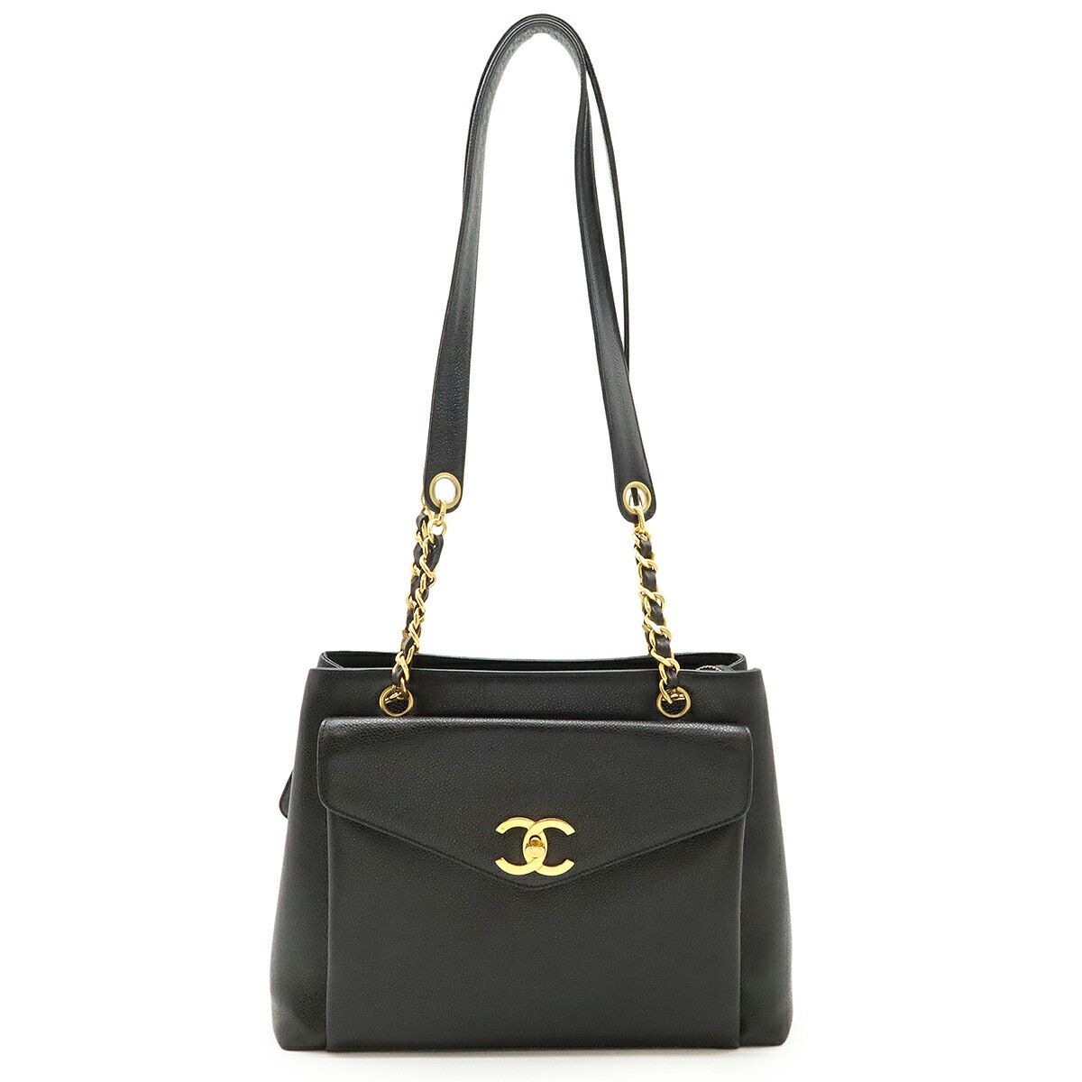 Chanel Chanel Coco Mark Caviar 2Way Shoulder Bag Leather Shoulder Bag A05572 in Black, Women's