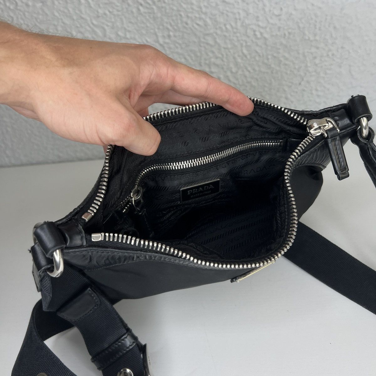 Prada Prada Shoulder Crossbody Satchel Messenger Bag ReNylon Black Size ONE SIZE - 8 Thumbnail