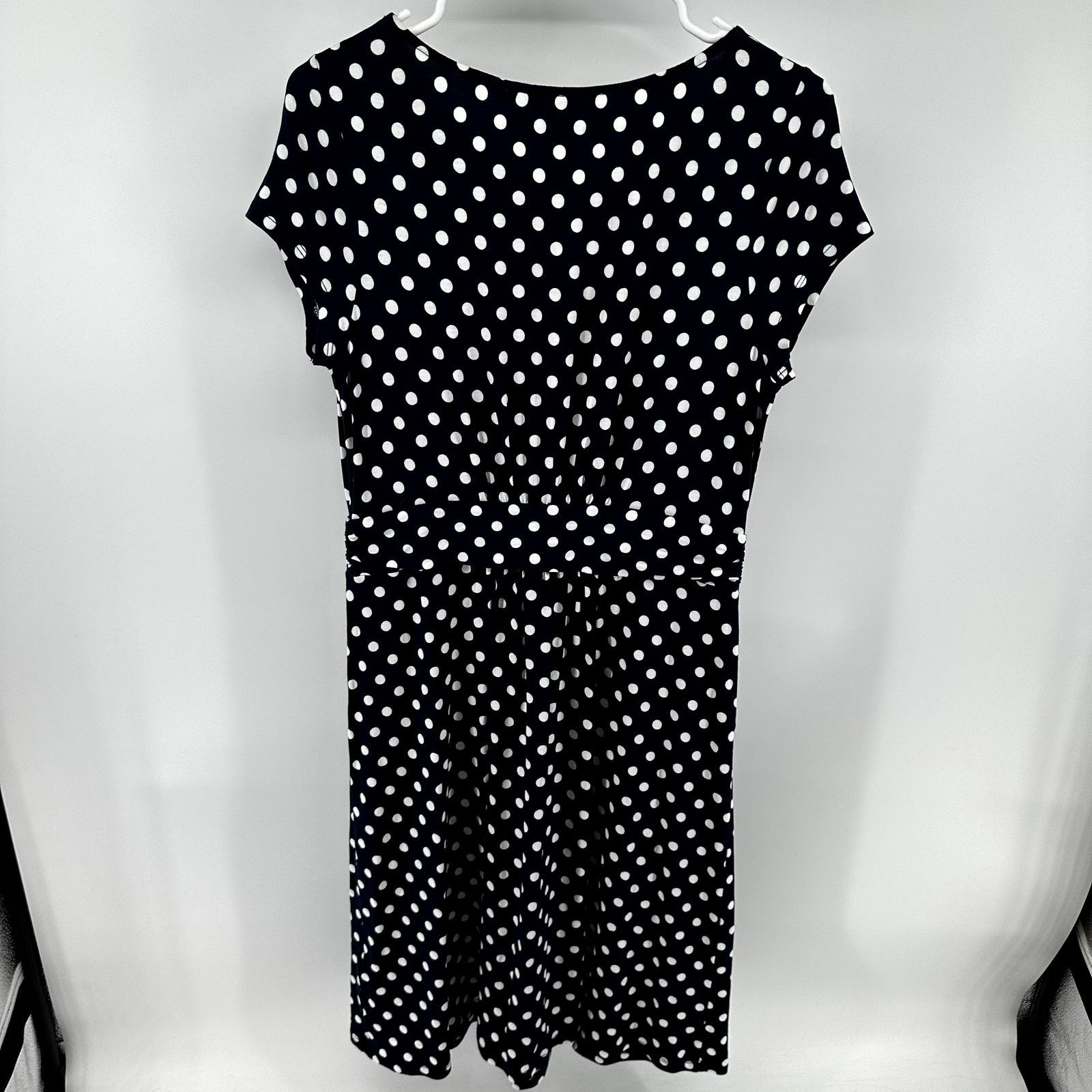 Boden Amelie Jersey Dress Fit Flare Knee Pocket Polka Dot 8L