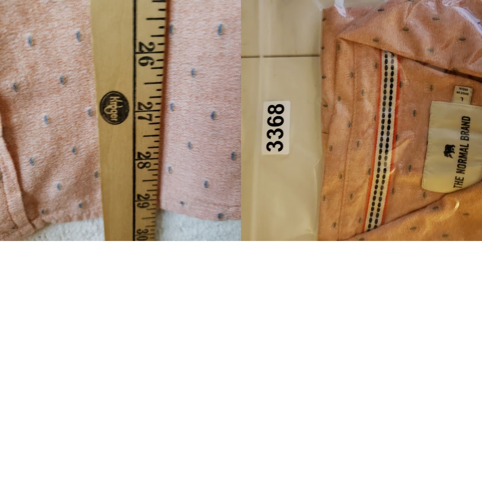 J Brand The Normal Brand Men's L Peach Pink Geometric Short Sleeve Button Up Cotton Shirt Size US L / EU 52-54 / 3 - 10 Thumbnail