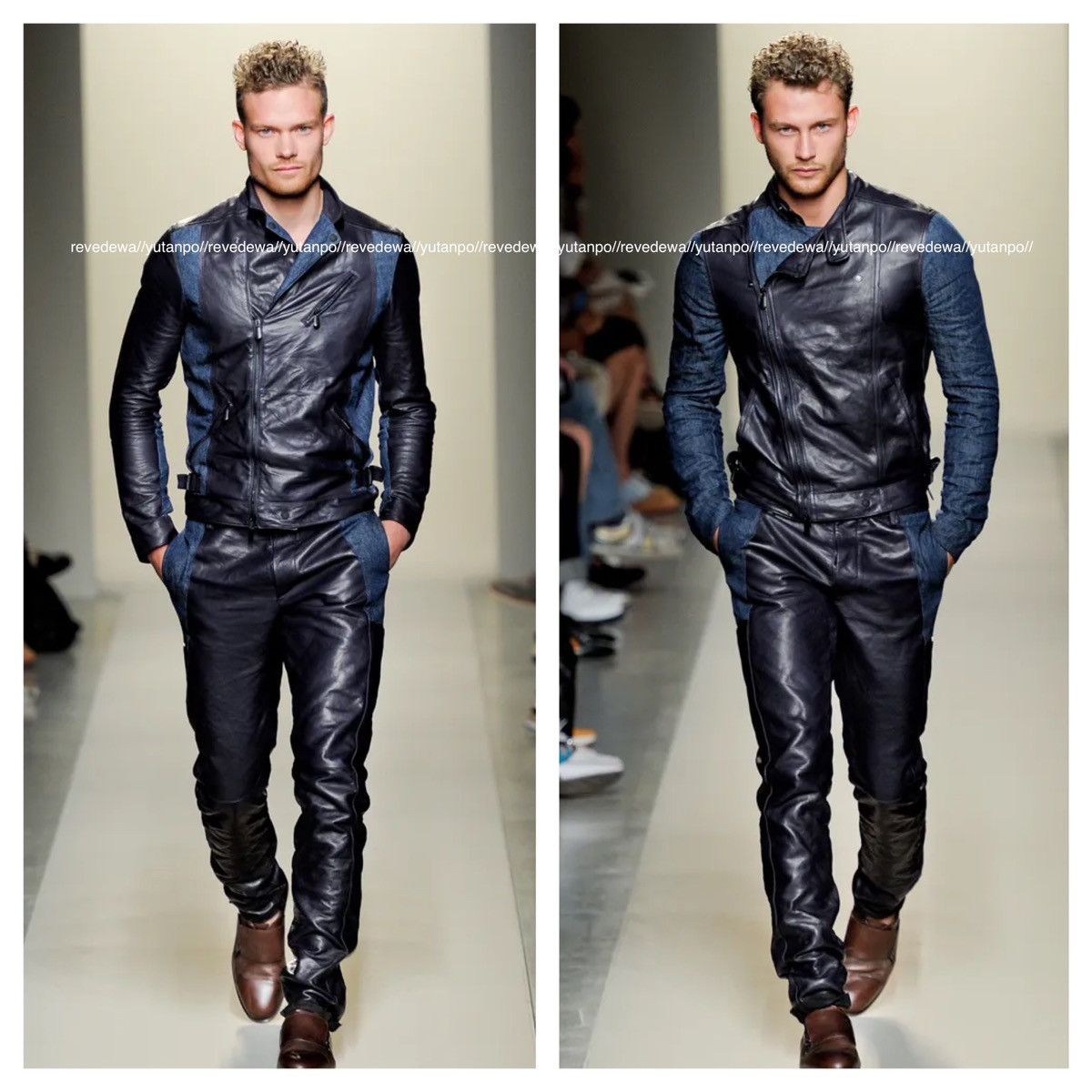 Bottega Veneta Bottega Veneta denim leather jacket size 50 black blue Size US M / EU 48-50 / 2 - 17 Thumbnail
