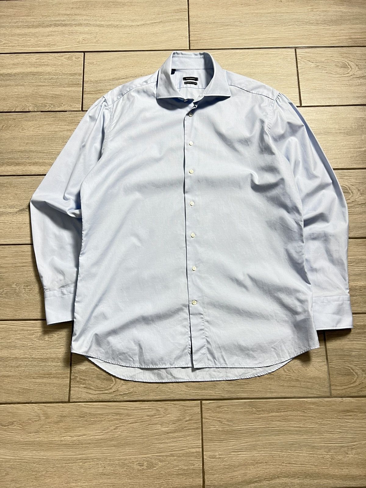 Suitsupply Suitsupply Luxury Shirt Long Sleeve Blue French Cuff Vintage Size US M / EU 48-50 / 2 - 3 Thumbnail