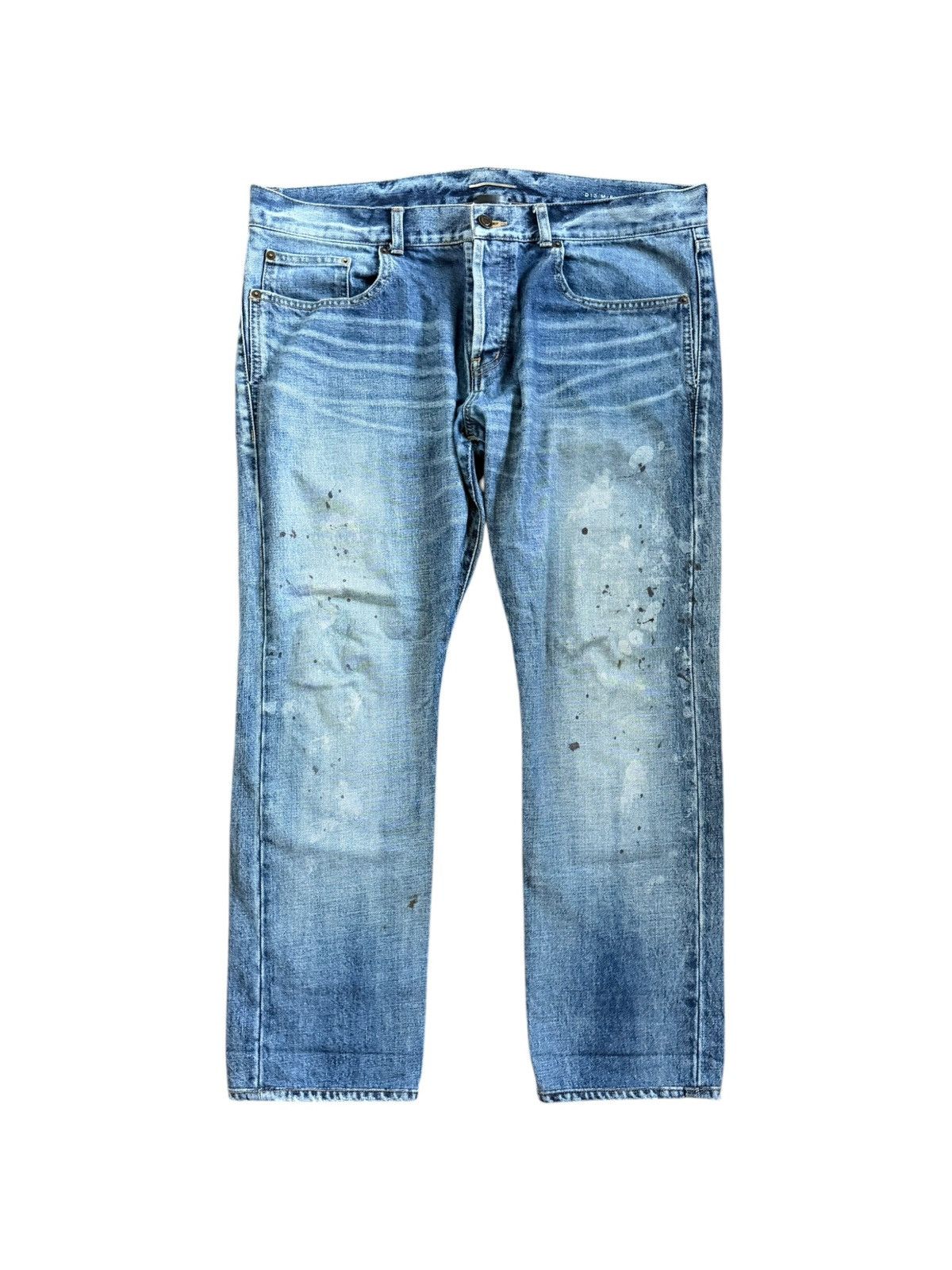 Saint Laurent Paris D18 Slim Paint Splatter Jeans