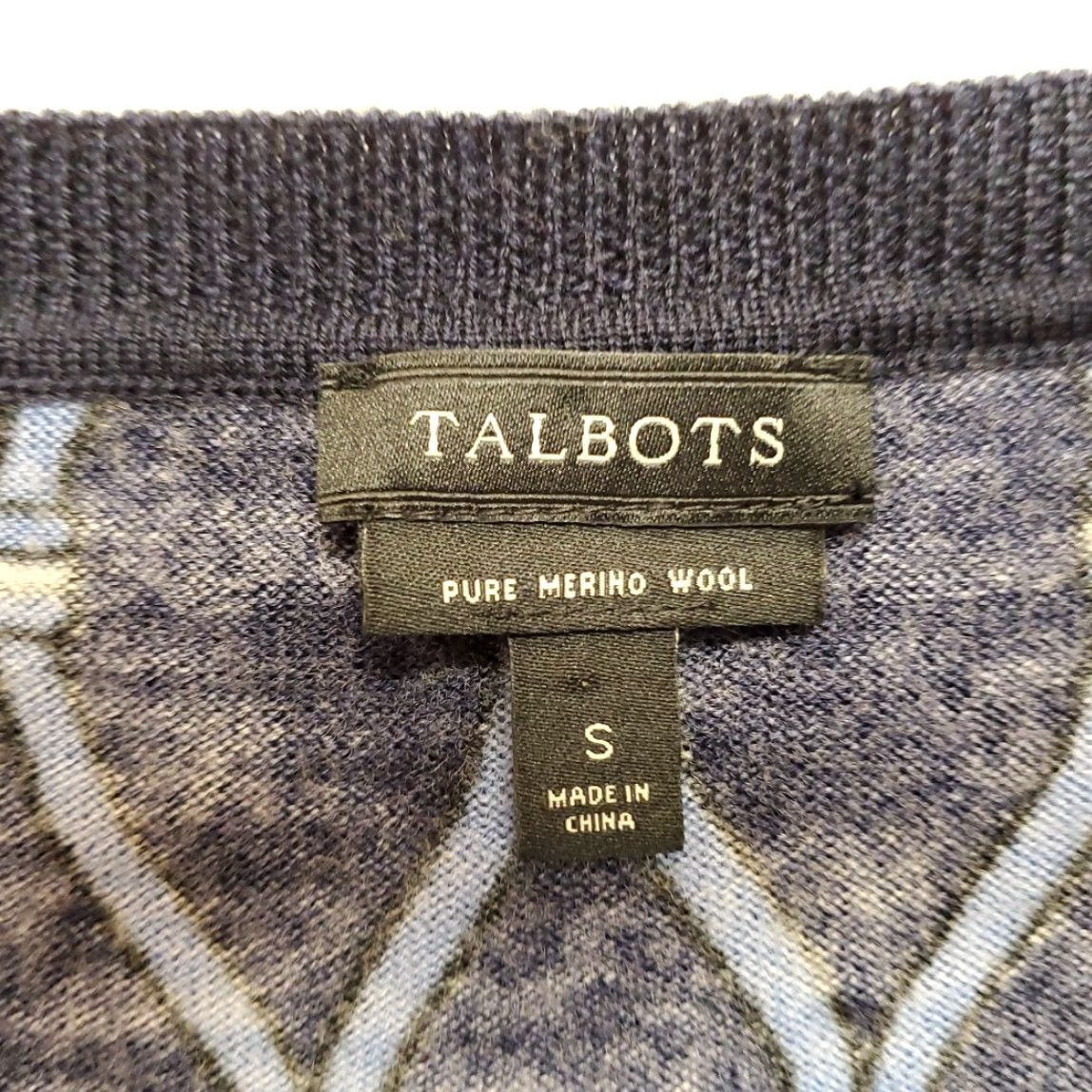 Talbots VINTAGE Talbots Sweater Cardigan Womens Small Blue 100% Merino Wool Button Geometric Knit Casual Womens Size S / US 4 / IT 40 - 4 Thumbnail
