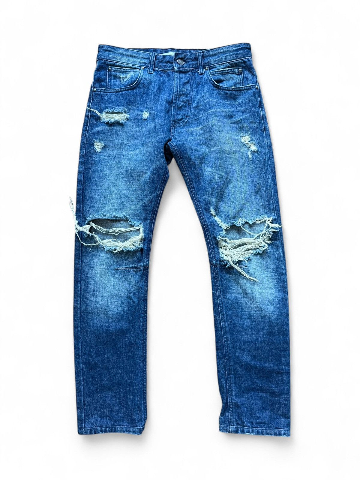 Balmain Early 2010s Pierre Balmain Distressed Skinny Denim Size US 30 / EU 46 - 1 Thumbnail