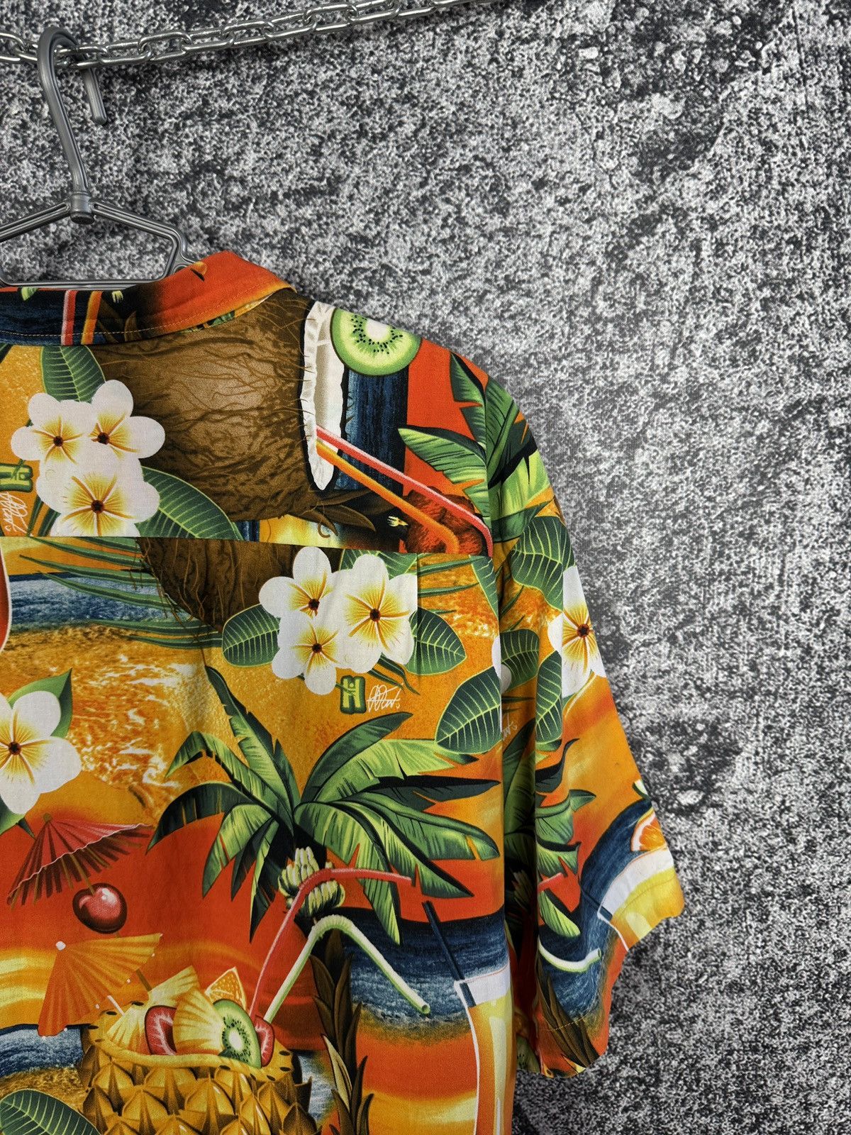 Vintage Men’s Hawaiian Short Sleeve Shirt Overprint Hawaii Crazy Size US XXL / EU 58 / 5 - 9 Thumbnail