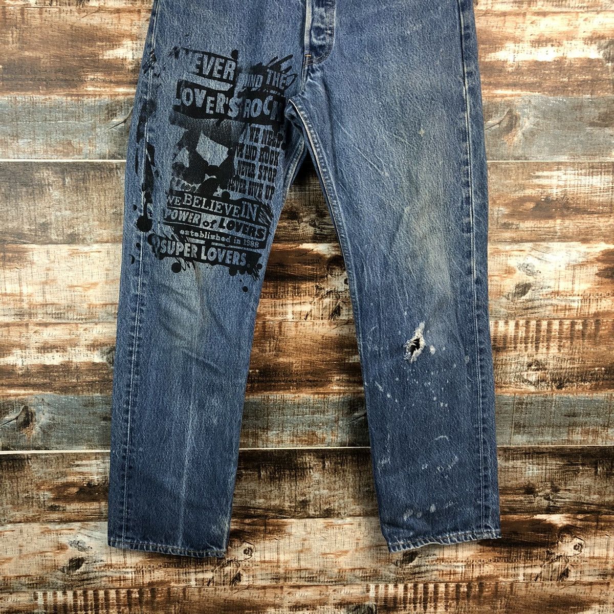 Levi's DL Levis 501 X Wildstyle super Lovers Rock denim #A2620 Size US 31 - 3 Thumbnail