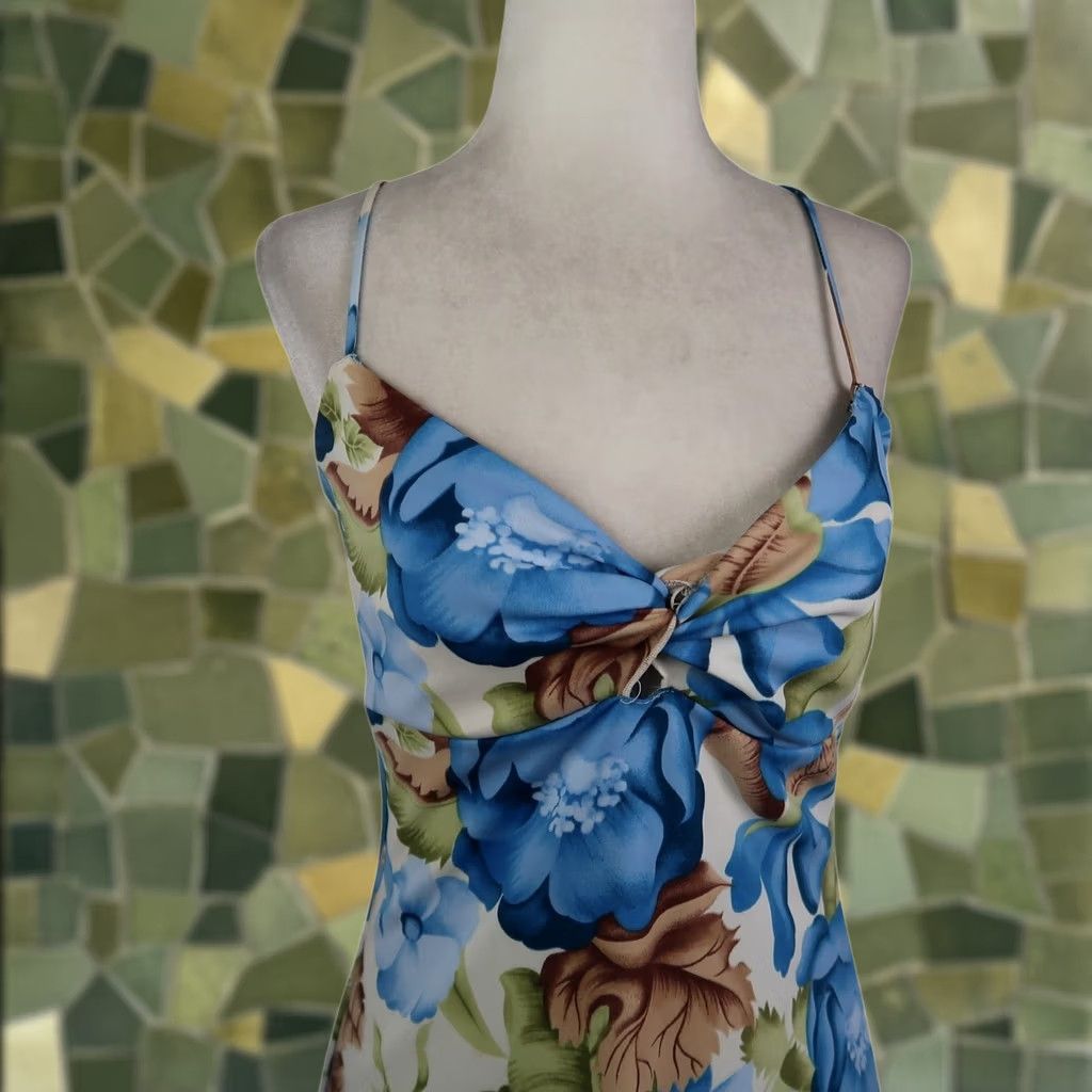 Vintage VINTAGE A-List Blue Tropical Floral Print Mini Dress S Dress Women Sleeveless Mini 90s Beach Bohemian Hawaiian Summer 90s Womens Size S / US 4 / IT 40 - 1 Thumbnail